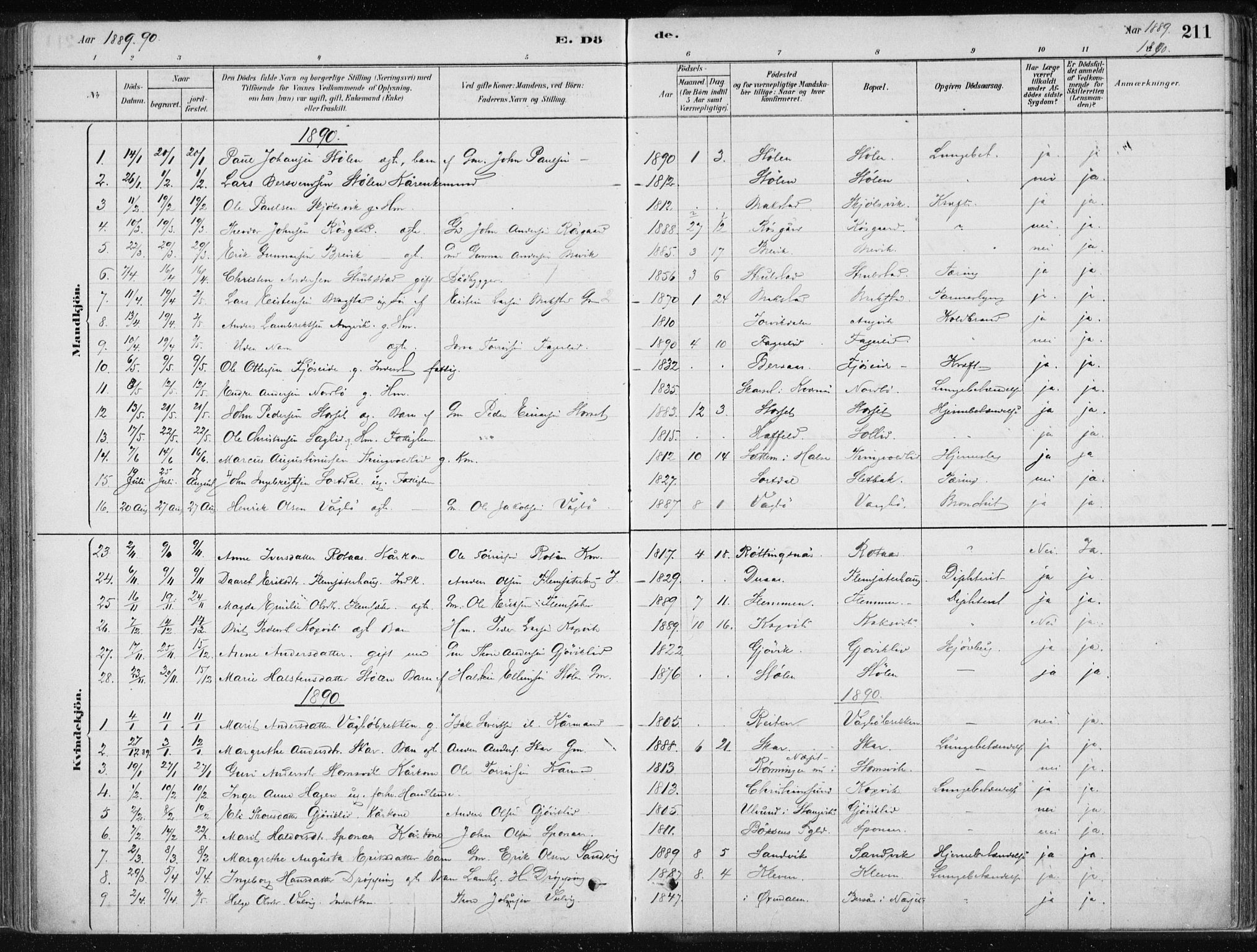 Ministerialprotokoller, klokkerbøker og fødselsregistre - Møre og Romsdal, SAT/A-1454/586/L0987: Parish register (official) no. 586A13, 1879-1892, p. 211