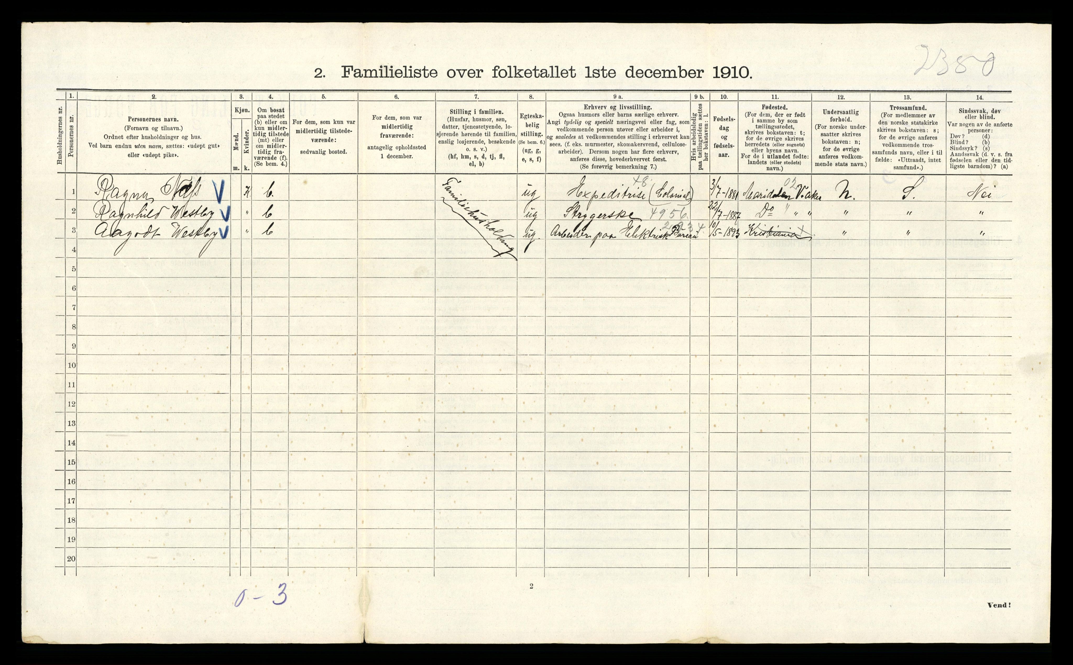 RA, 1910 census for Kristiania, 1910, p. 3514