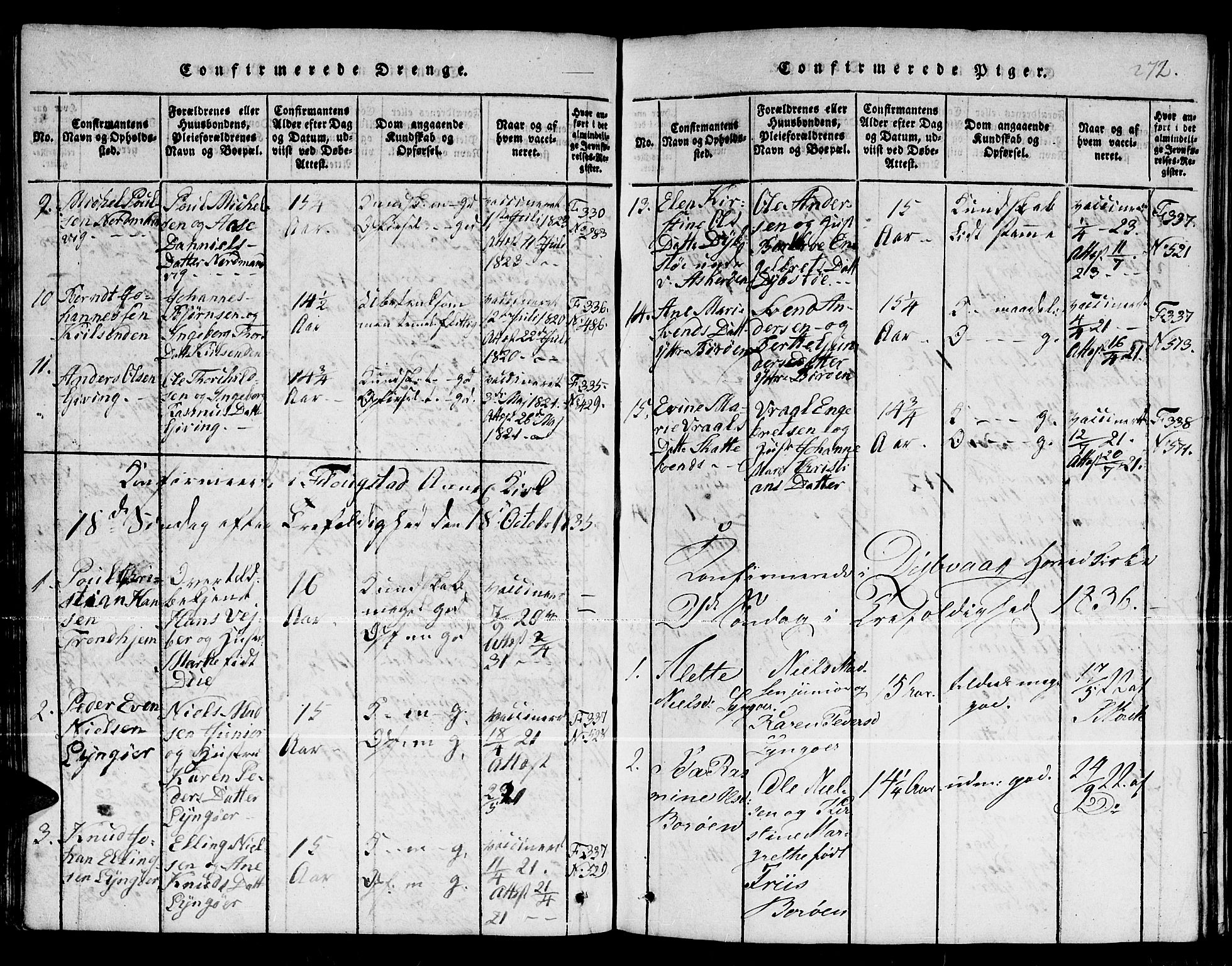 Dypvåg sokneprestkontor, SAK/1111-0007/F/Fb/Fba/L0009: Parish register (copy) no. B 9, 1816-1842, p. 272