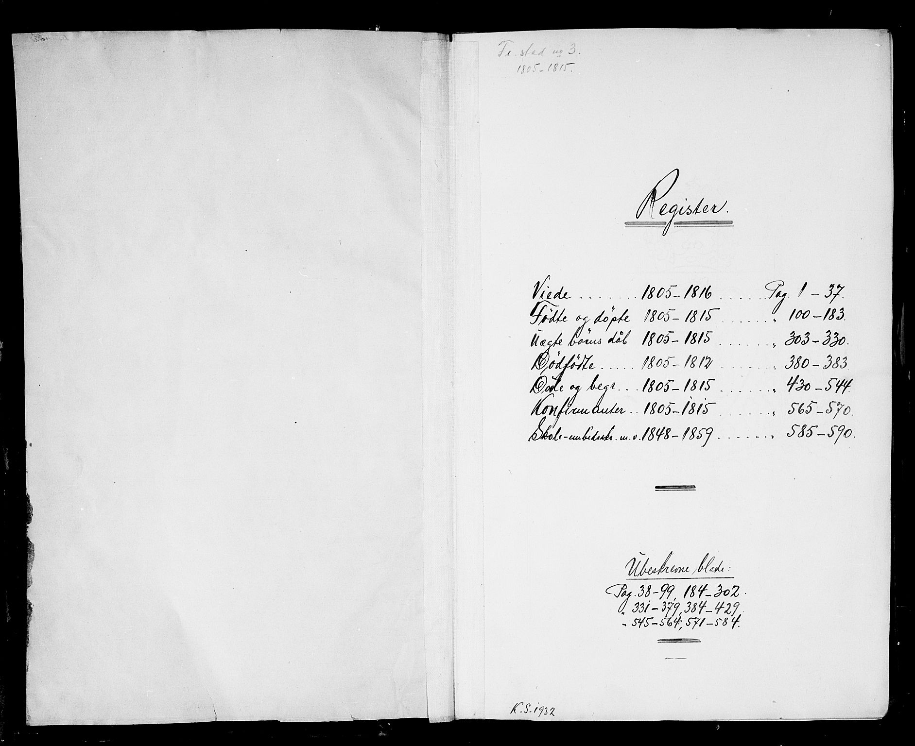 Fredrikstad prestekontor Kirkebøker, AV/SAO-A-11082/F/Fa/L0003: Parish register (official) no. 3, 1805-1816