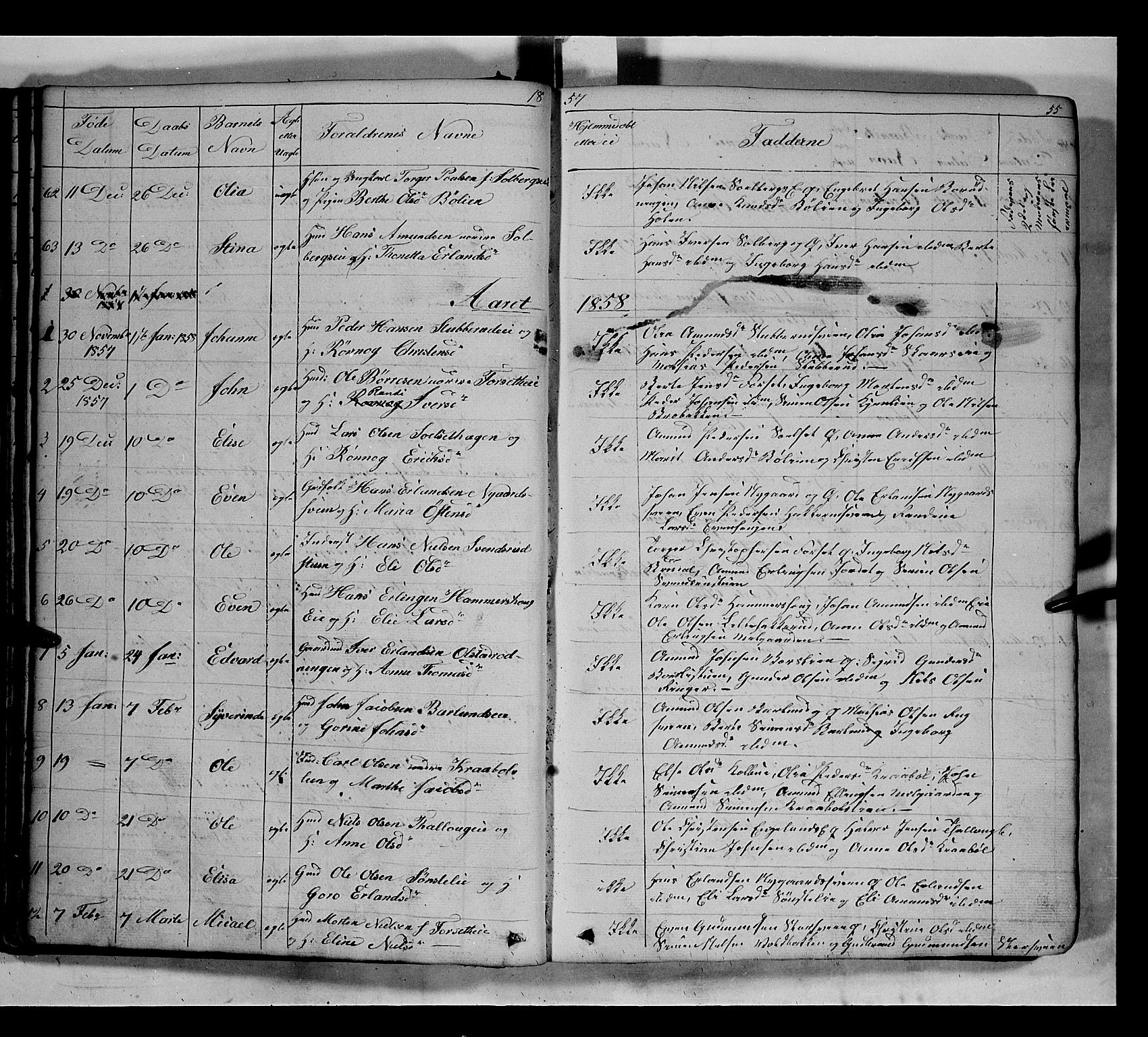 Gausdal prestekontor, SAH/PREST-090/H/Ha/Hab/L0005: Parish register (copy) no. 5, 1846-1867, p. 55