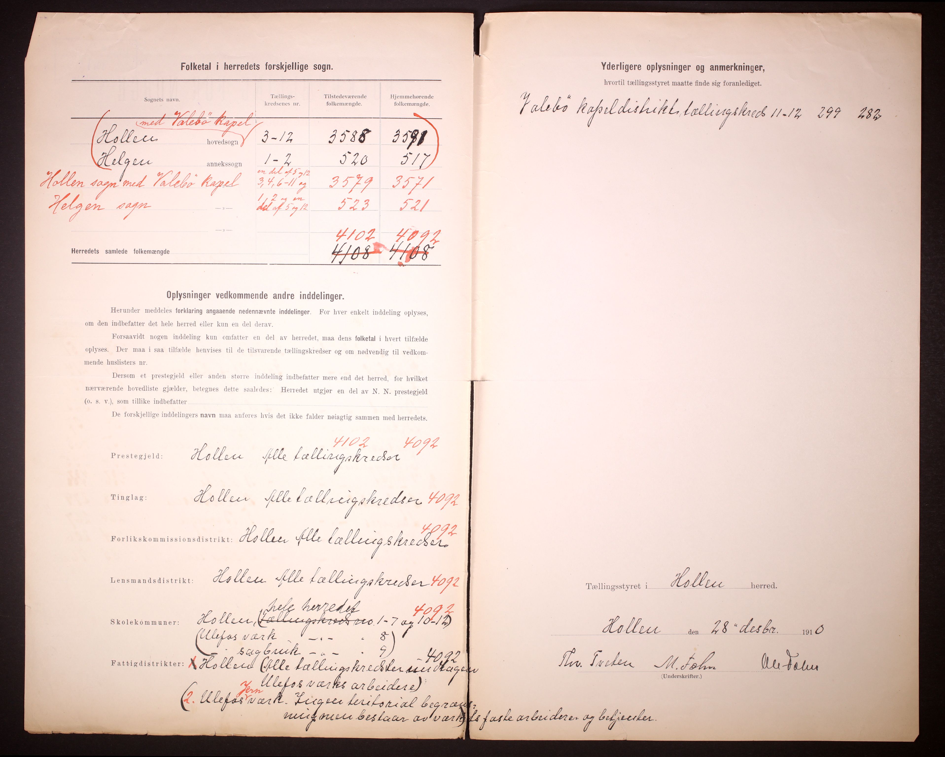 RA, 1910 census for Holla, 1910, p. 3