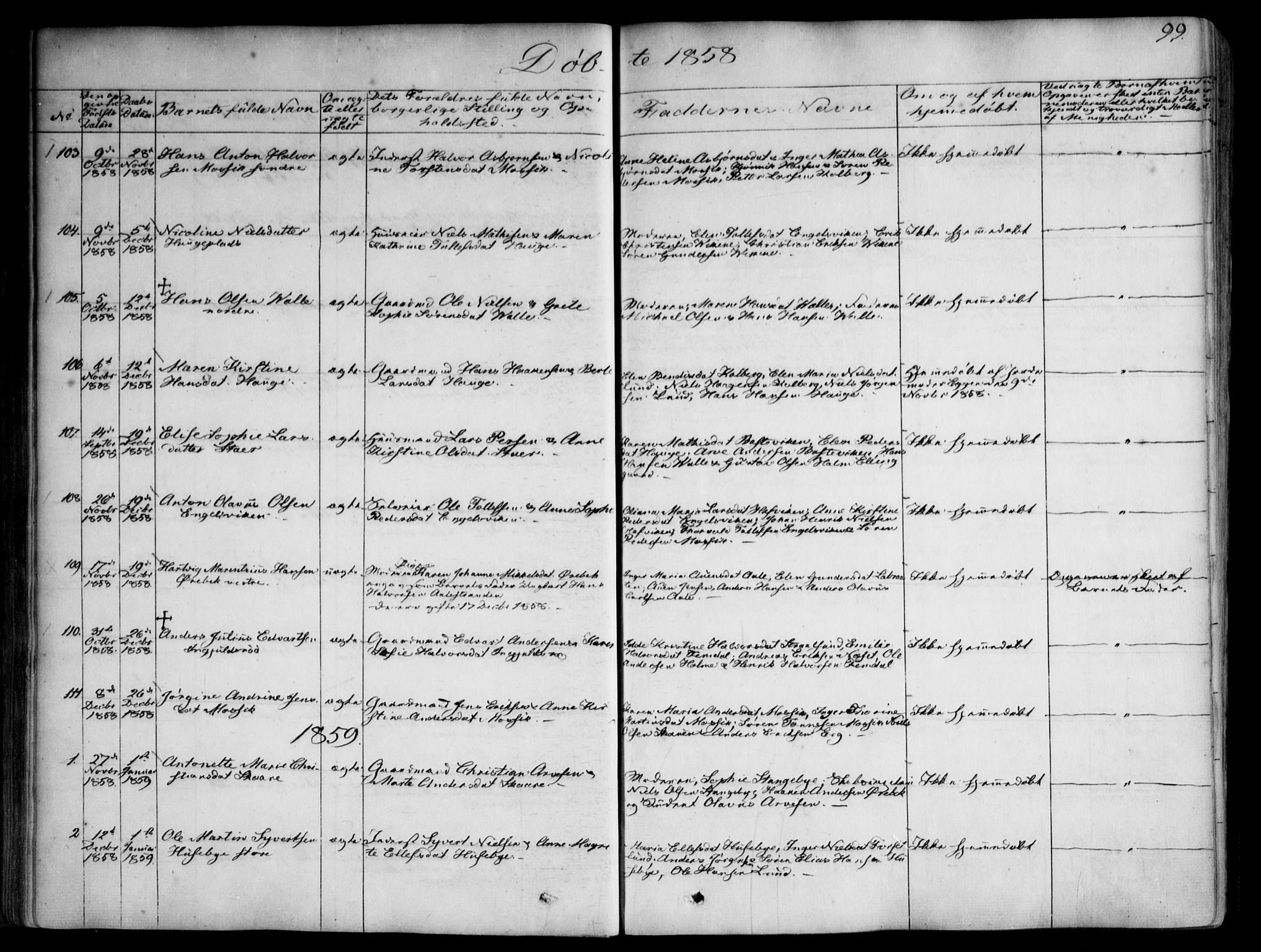 Onsøy prestekontor Kirkebøker, AV/SAO-A-10914/F/Fa/L0003: Parish register (official) no. I 3, 1841-1860, p. 99