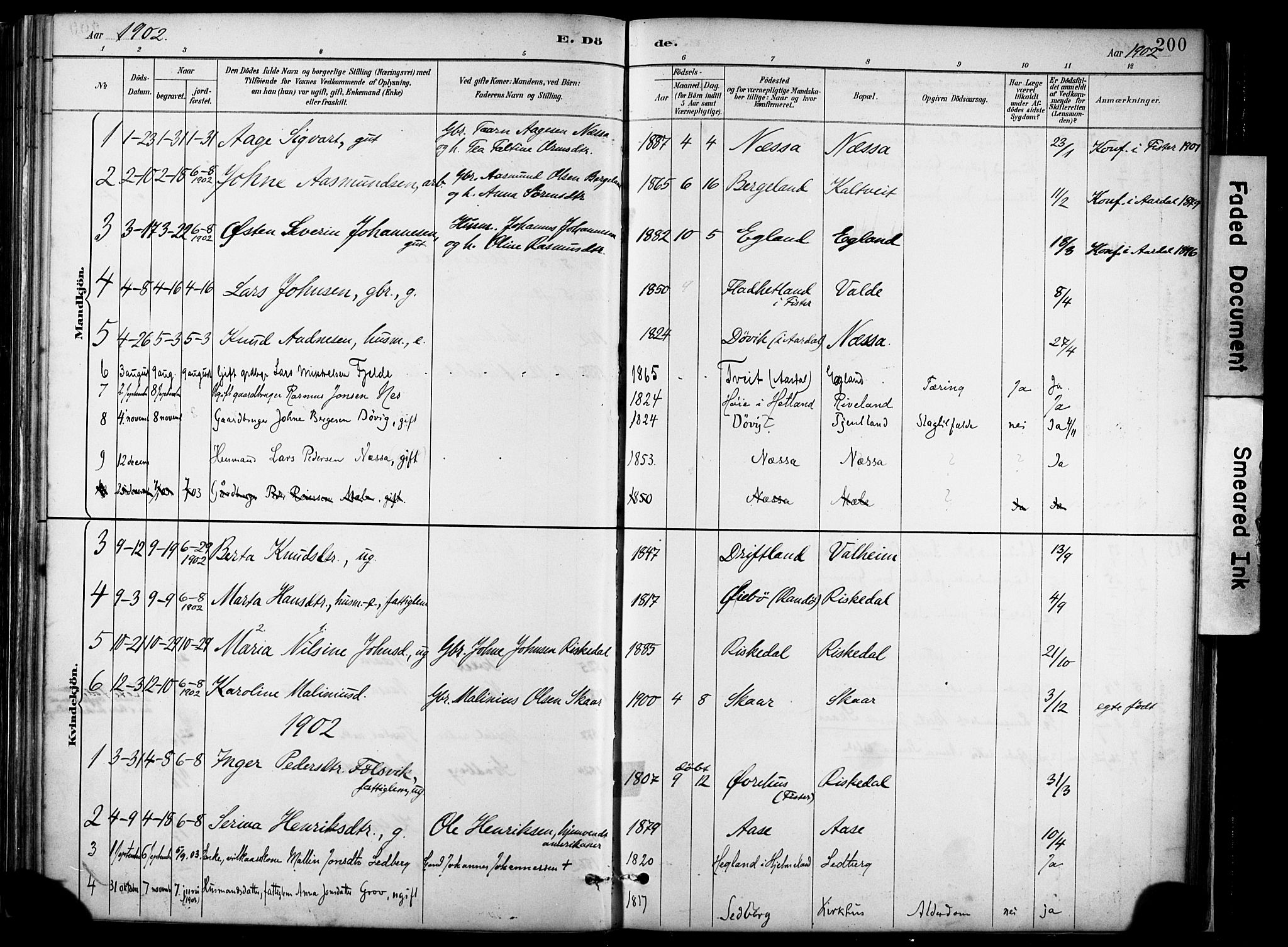 Hjelmeland sokneprestkontor, AV/SAST-A-101843/02/A/L0001: Parish register (official) no. A 16, 1887-1926, p. 200