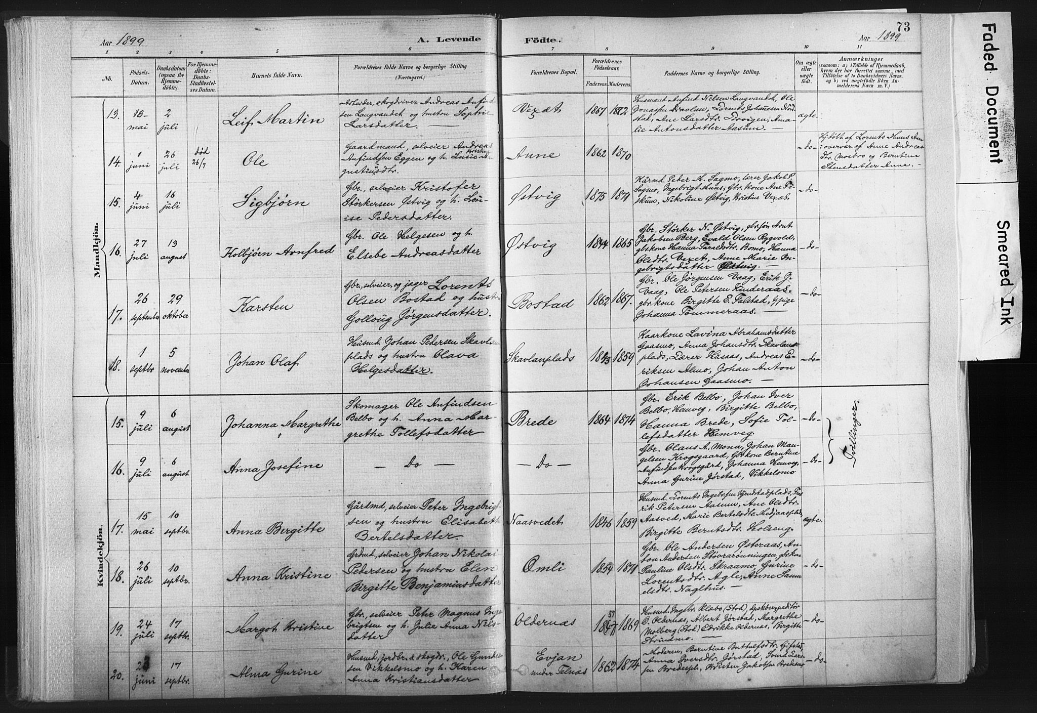 Ministerialprotokoller, klokkerbøker og fødselsregistre - Nord-Trøndelag, SAT/A-1458/749/L0474: Parish register (official) no. 749A08, 1887-1903, p. 73