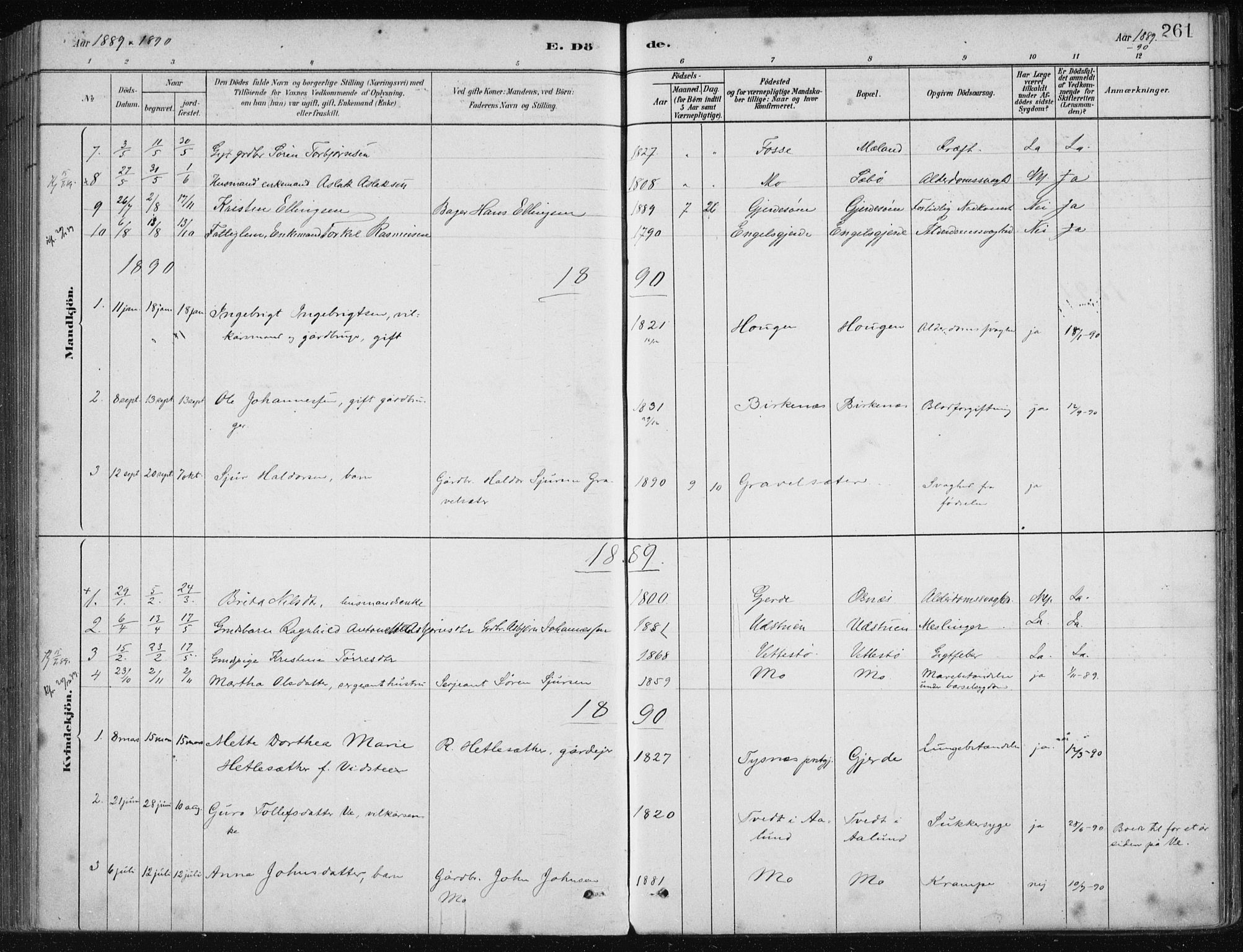 Etne sokneprestembete, AV/SAB-A-75001/H/Haa: Parish register (official) no. C  1, 1879-1919, p. 261