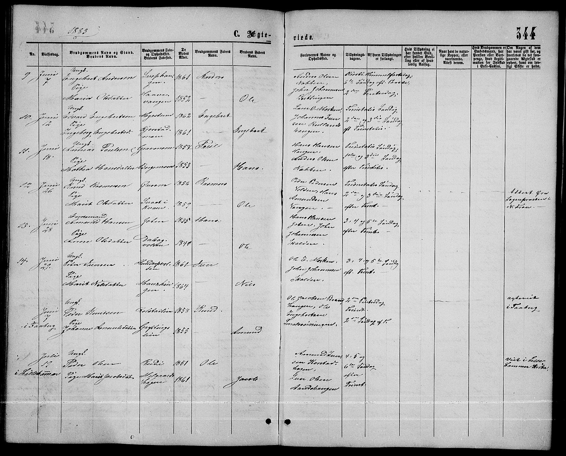 Sør-Fron prestekontor, SAH/PREST-010/H/Ha/Hab/L0002: Parish register (copy) no. 2, 1864-1883, p. 344