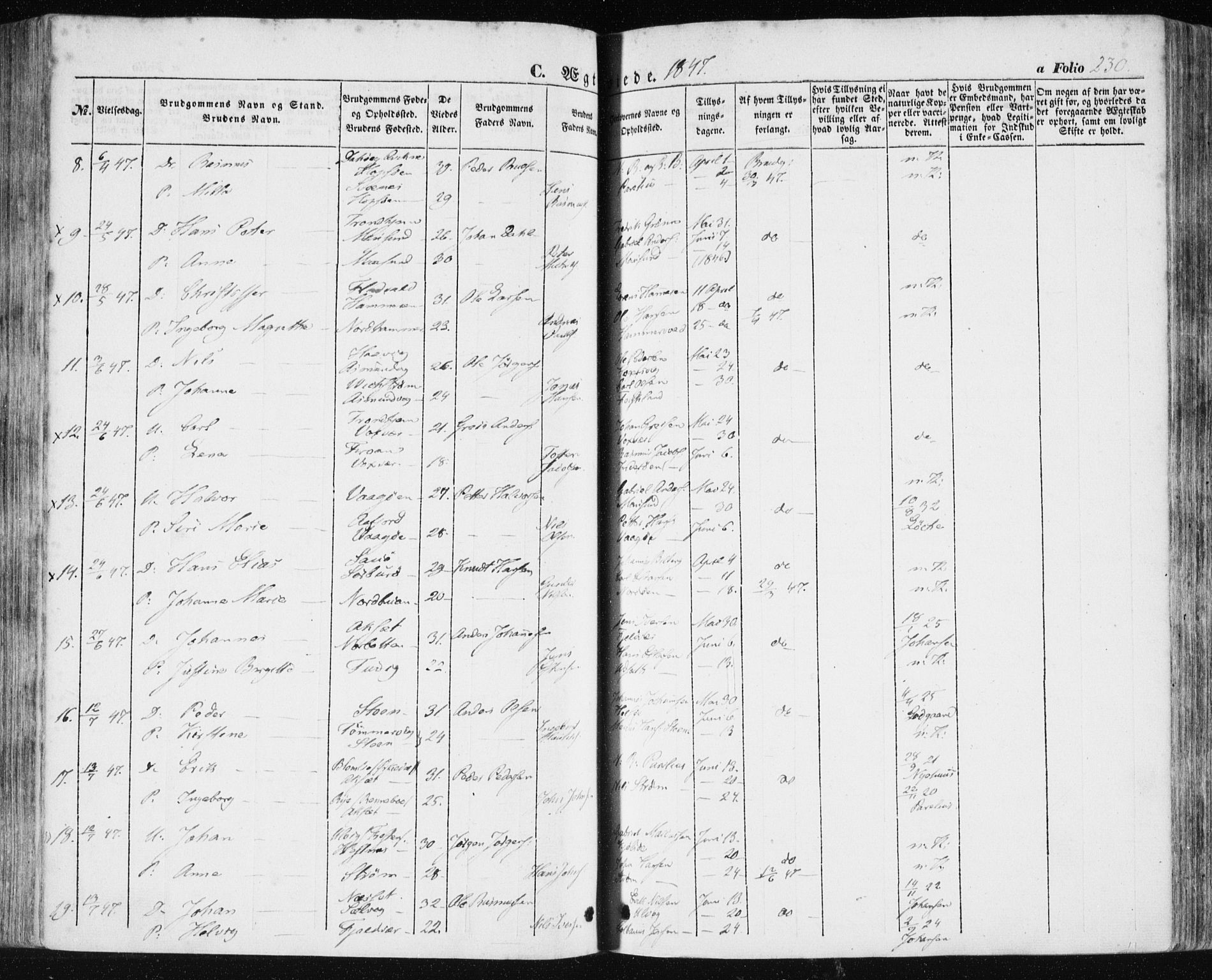 Ministerialprotokoller, klokkerbøker og fødselsregistre - Sør-Trøndelag, SAT/A-1456/634/L0529: Parish register (official) no. 634A05, 1843-1851, p. 230