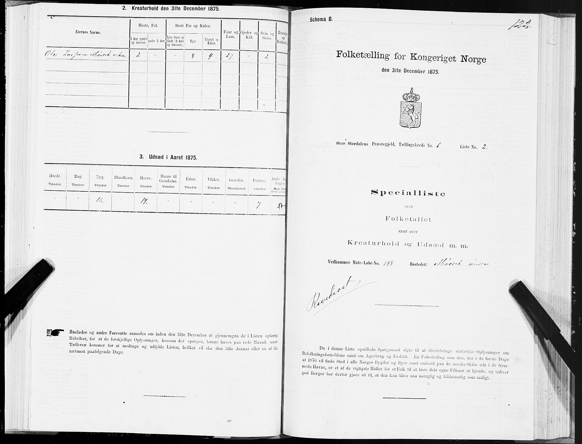 SAT, 1875 census for 1711P Øvre Stjørdal, 1875, p. 3122