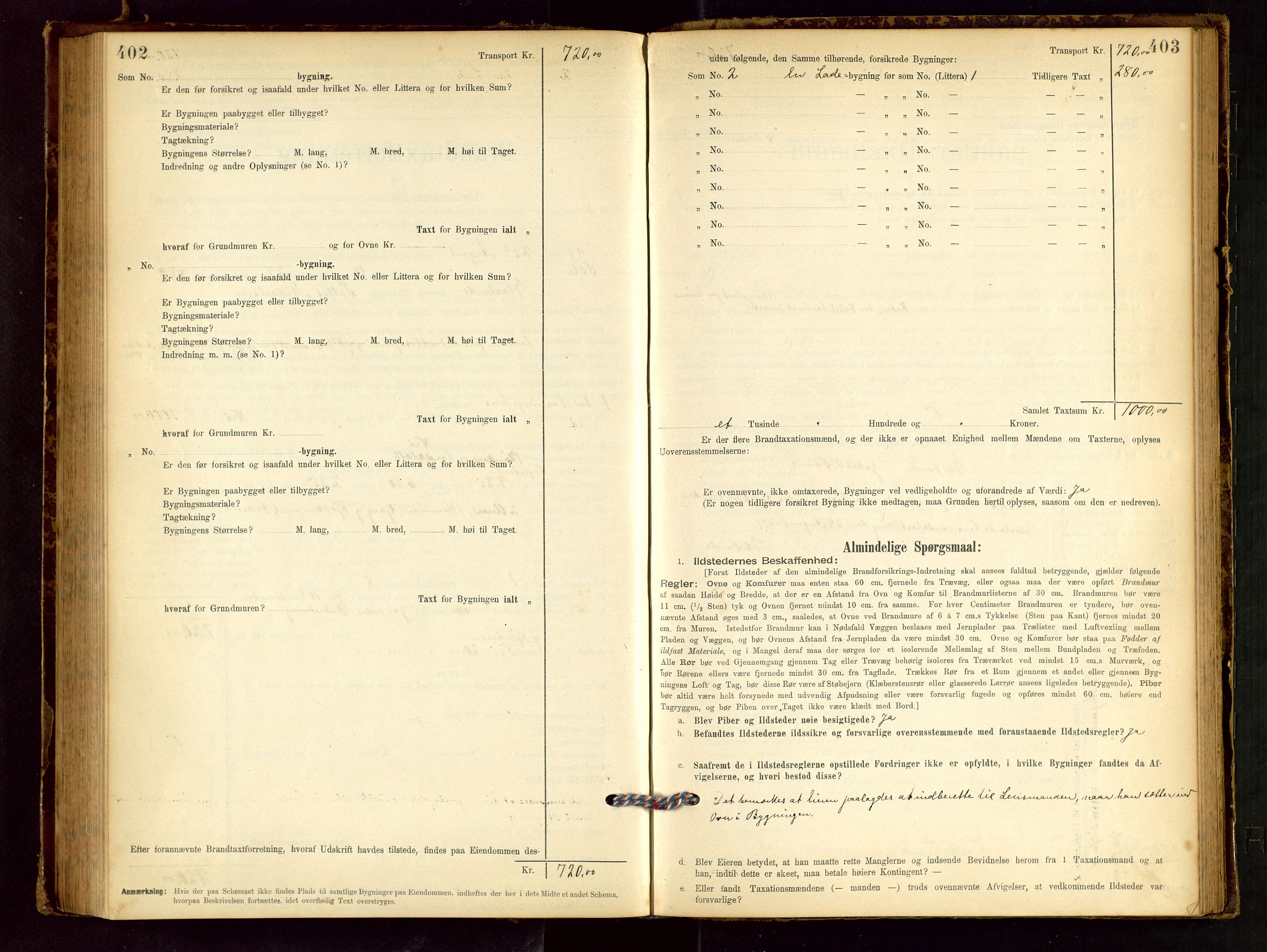 Håland lensmannskontor, SAST/A-100100/Gob/L0001: Branntakstprotokoll - skjematakst. Register i boken., 1894-1902, p. 402-403