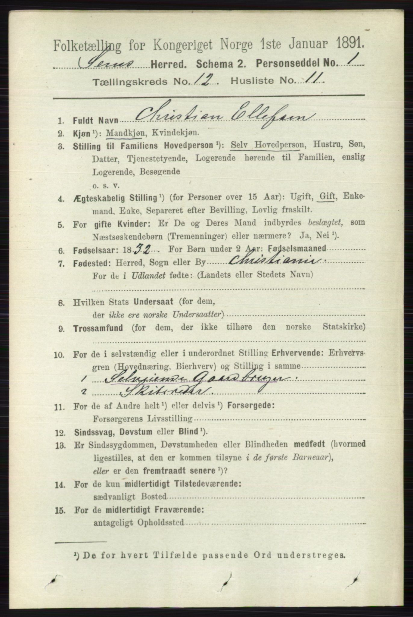 RA, 1891 census for 0721 Sem, 1891, p. 5843