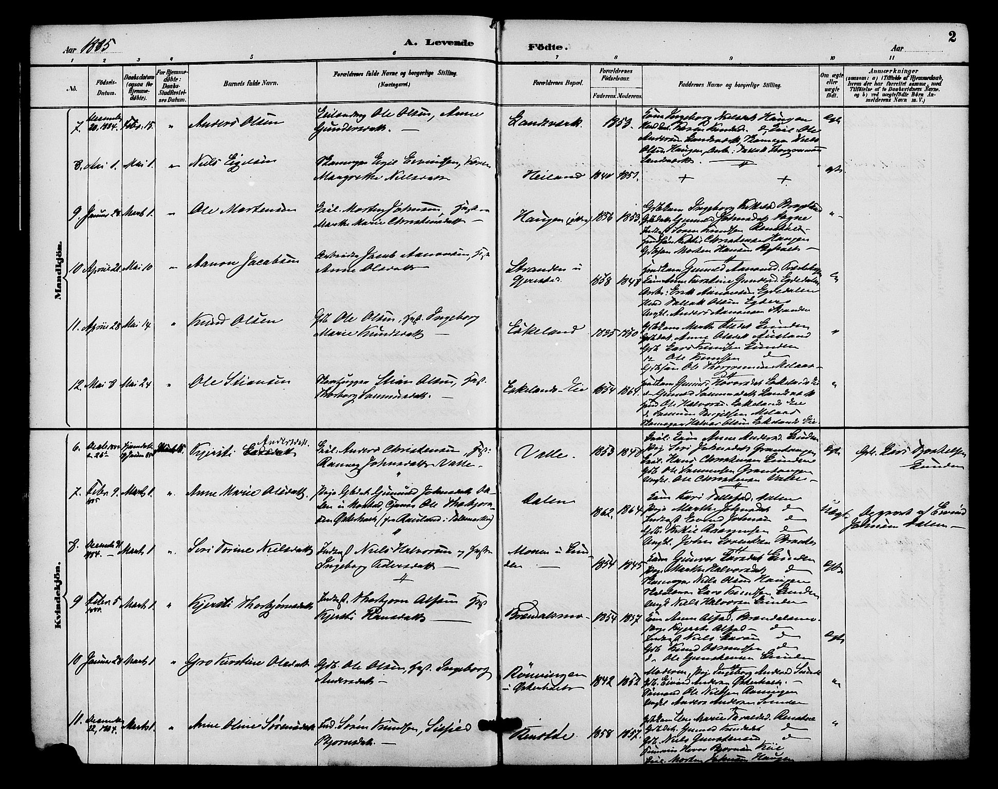 Gjerstad sokneprestkontor, AV/SAK-1111-0014/F/Fa/Faa/L0009: Parish register (official) no. A 9, 1885-1890, p. 2