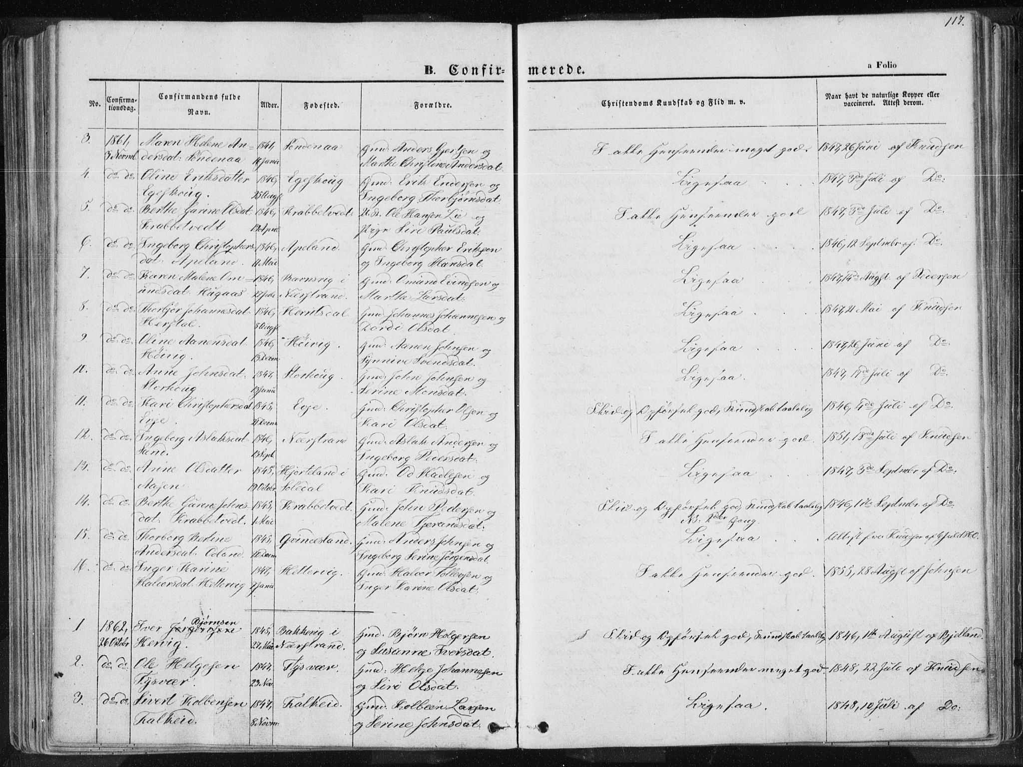 Tysvær sokneprestkontor, SAST/A -101864/H/Ha/Haa/L0003: Parish register (official) no. A 3, 1856-1865, p. 117