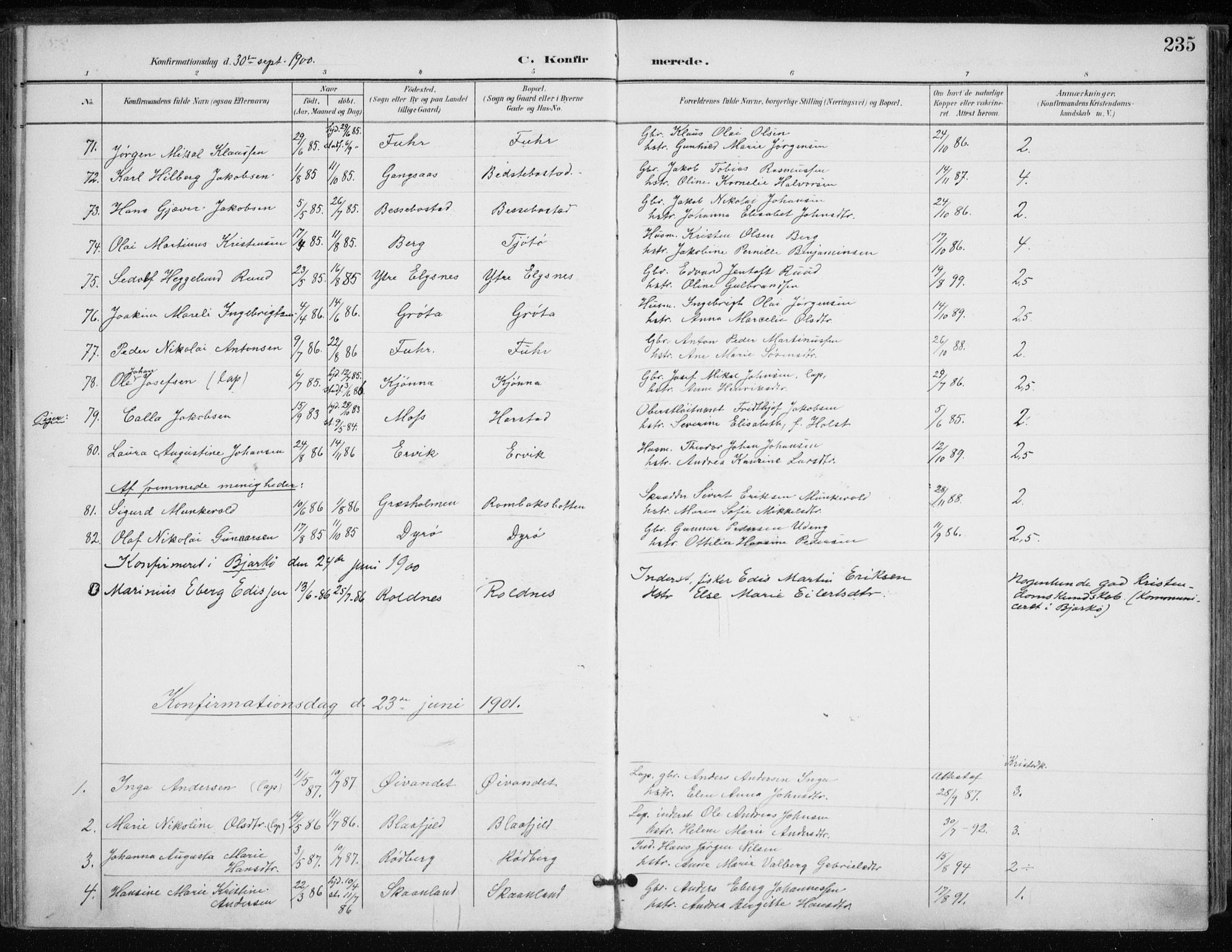 Trondenes sokneprestkontor, SATØ/S-1319/H/Ha/L0017kirke: Parish register (official) no. 17, 1899-1908, p. 235
