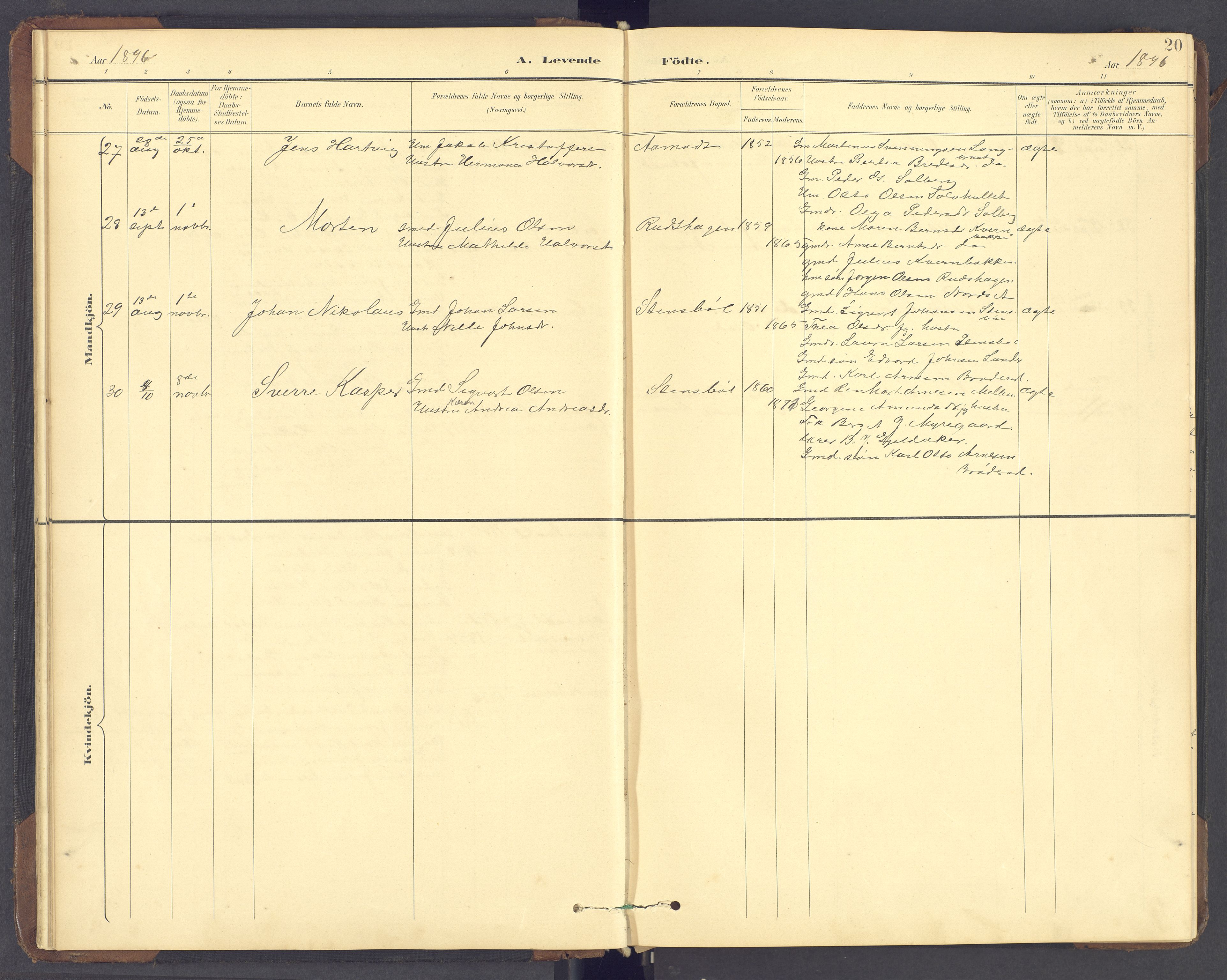 Brandval prestekontor, SAH/PREST-034/H/Ha/Hab/L0002: Parish register (copy) no. 2, 1895-1904, p. 20