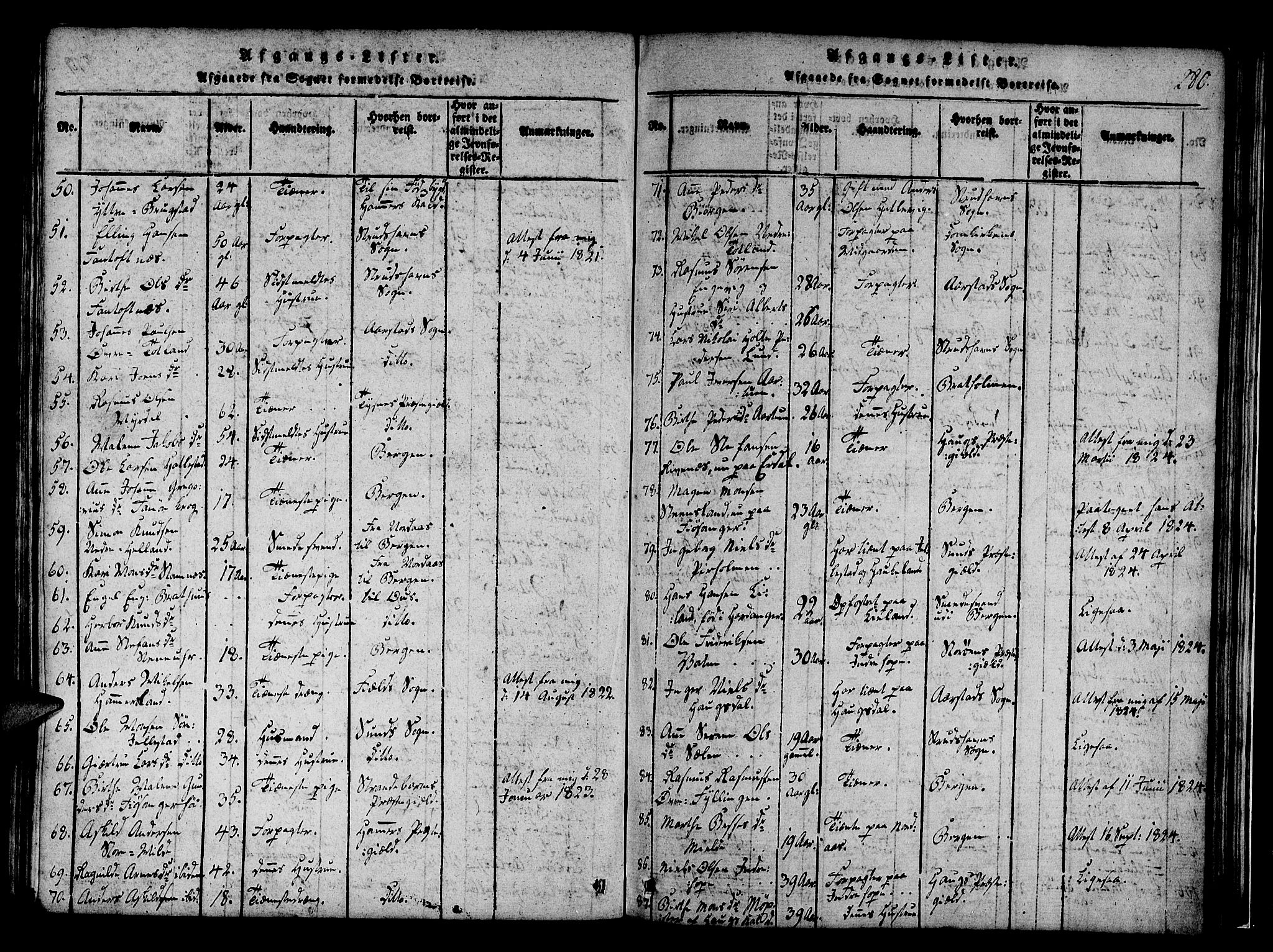 Fana Sokneprestembete, SAB/A-75101/H/Haa/Haaa/L0007: Parish register (official) no. A 7, 1816-1828, p. 280