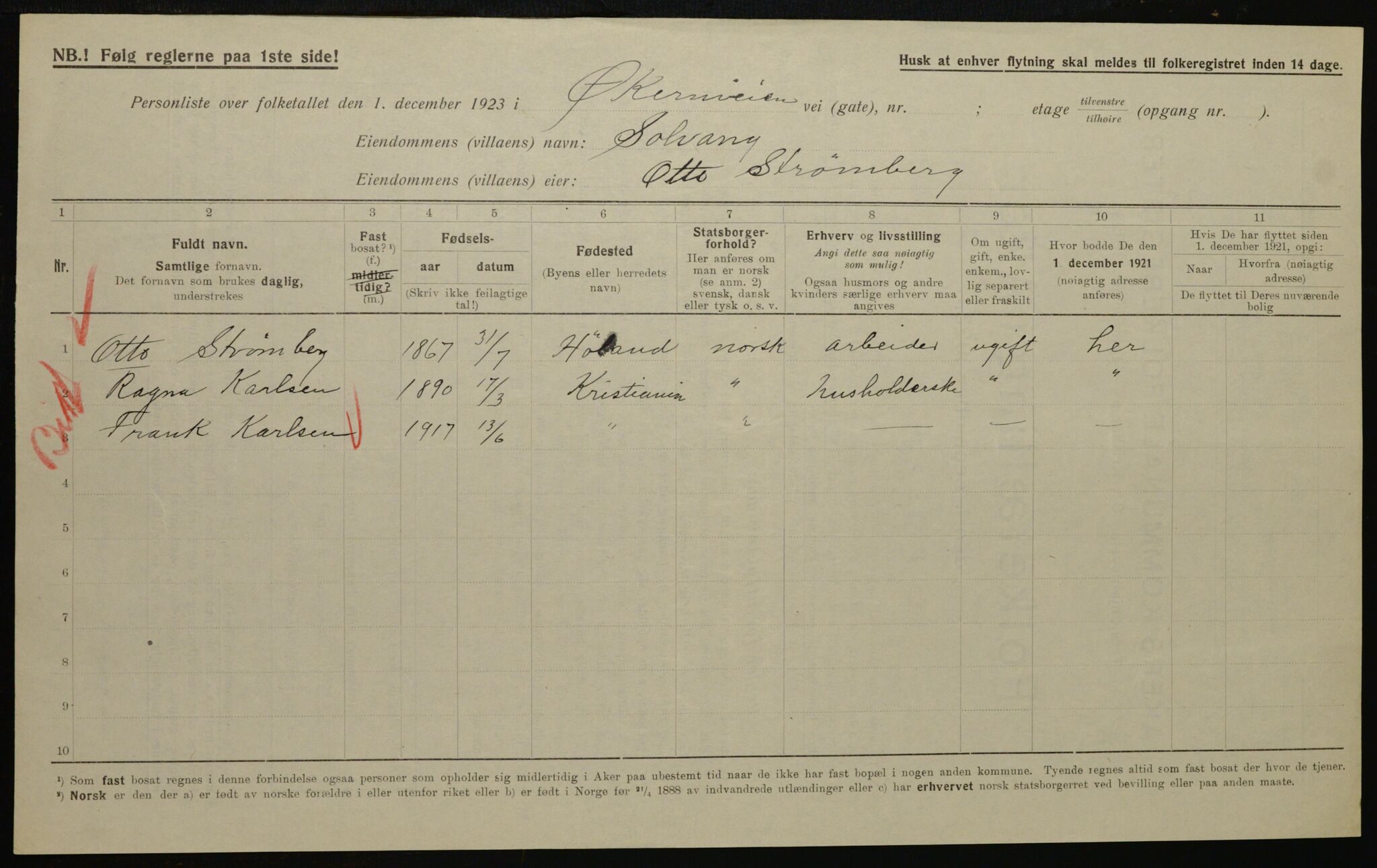 , Municipal Census 1923 for Aker, 1923, p. 35812