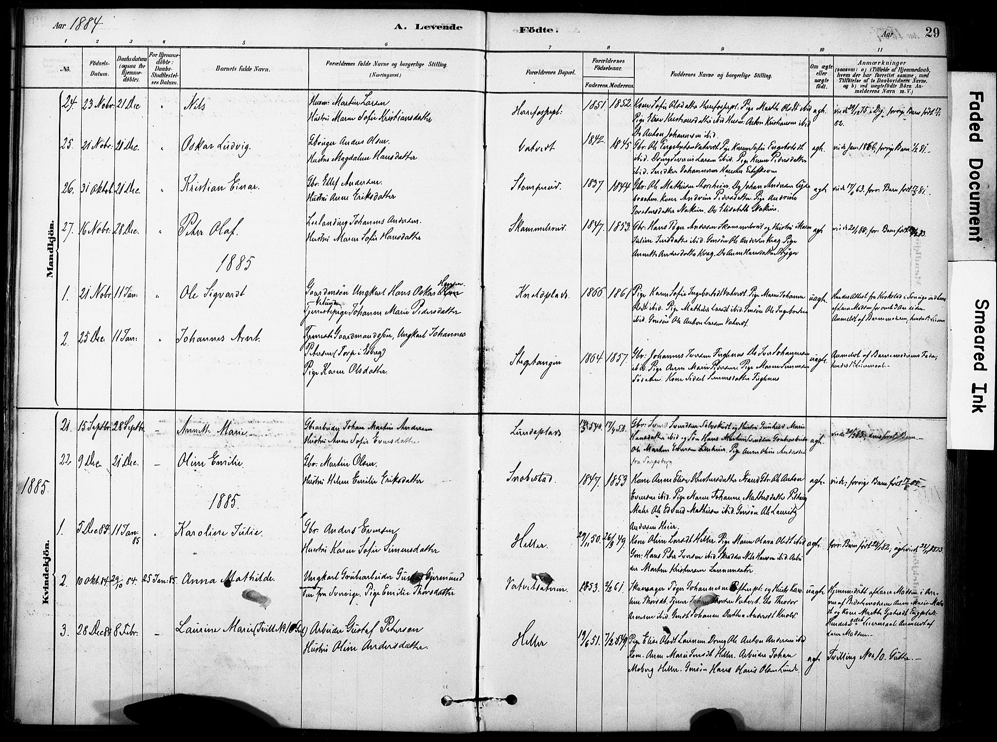 Rakkestad prestekontor Kirkebøker, AV/SAO-A-2008/F/Fb/L0001: Parish register (official) no. II 1, 1878-1899, p. 29