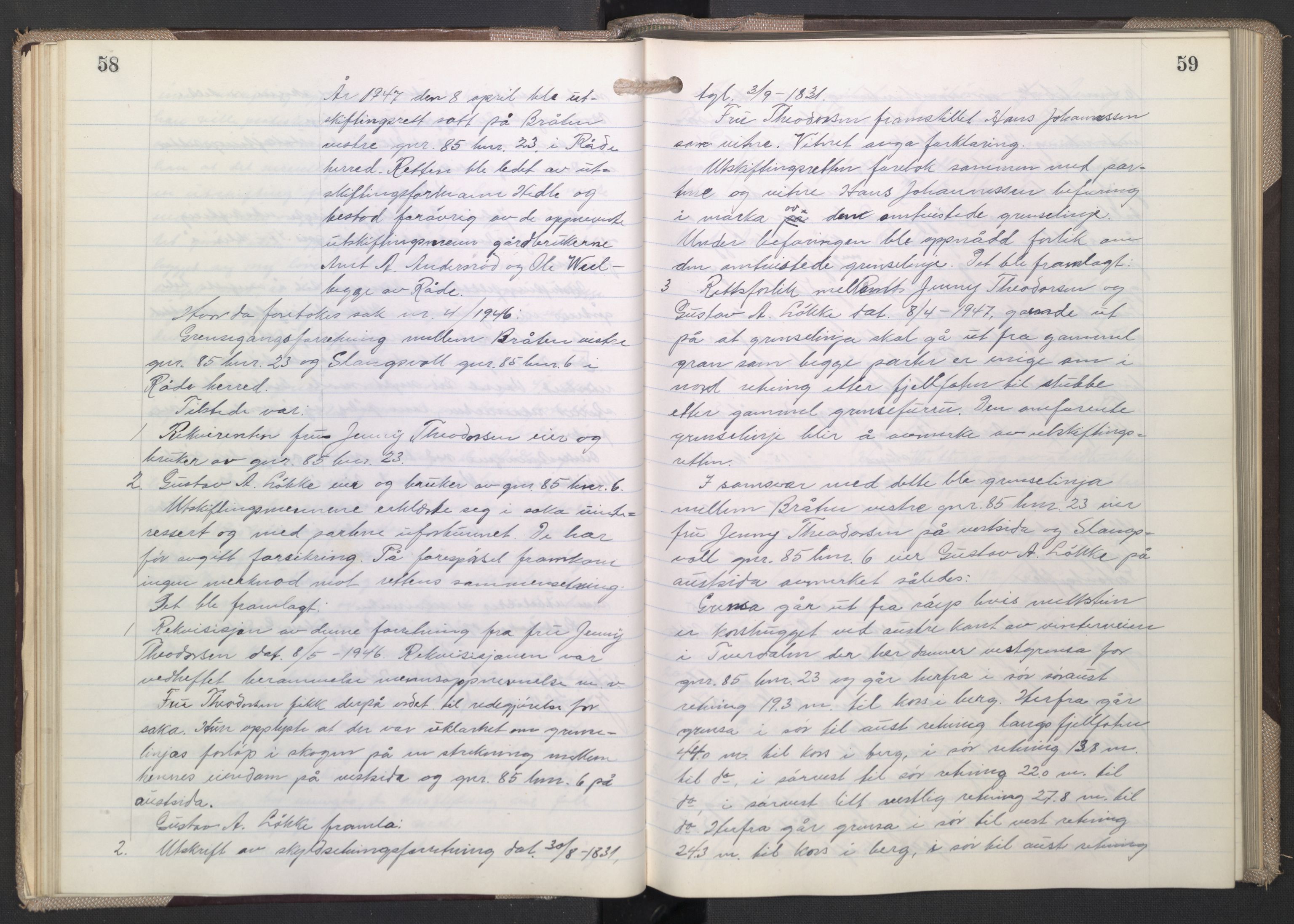 Østfold jordskifterett, AV/SAO-A-10240/F/Fc/L0008: Forhandlingsprotokoller, 1947-1950, p. 58-59