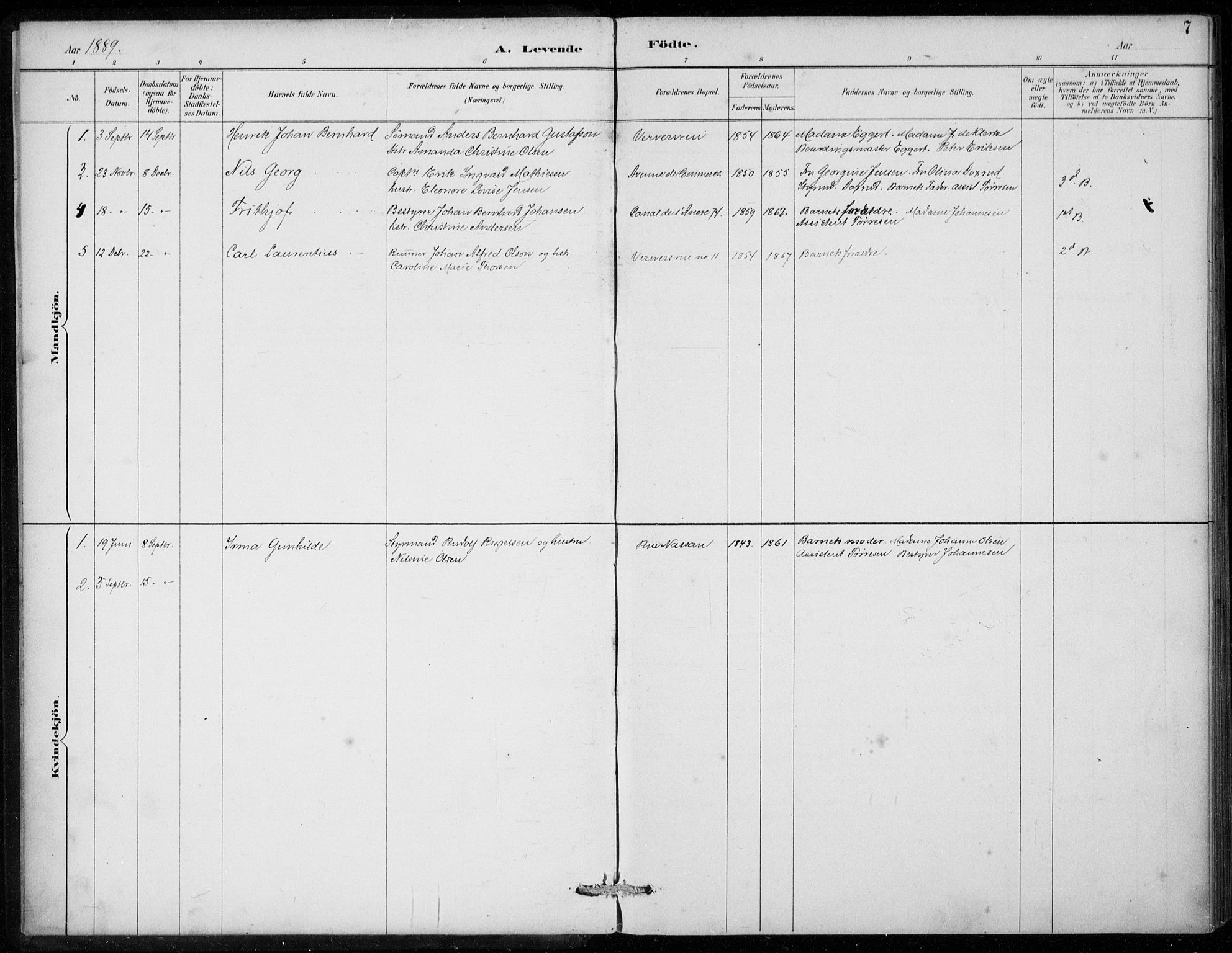 Den norske sjømannsmisjon i utlandet/Antwerpen, SAB/SAB/PA-0105/H/Ha/L0002: Parish register (official) no. A 2, 1887-1913, p. 7
