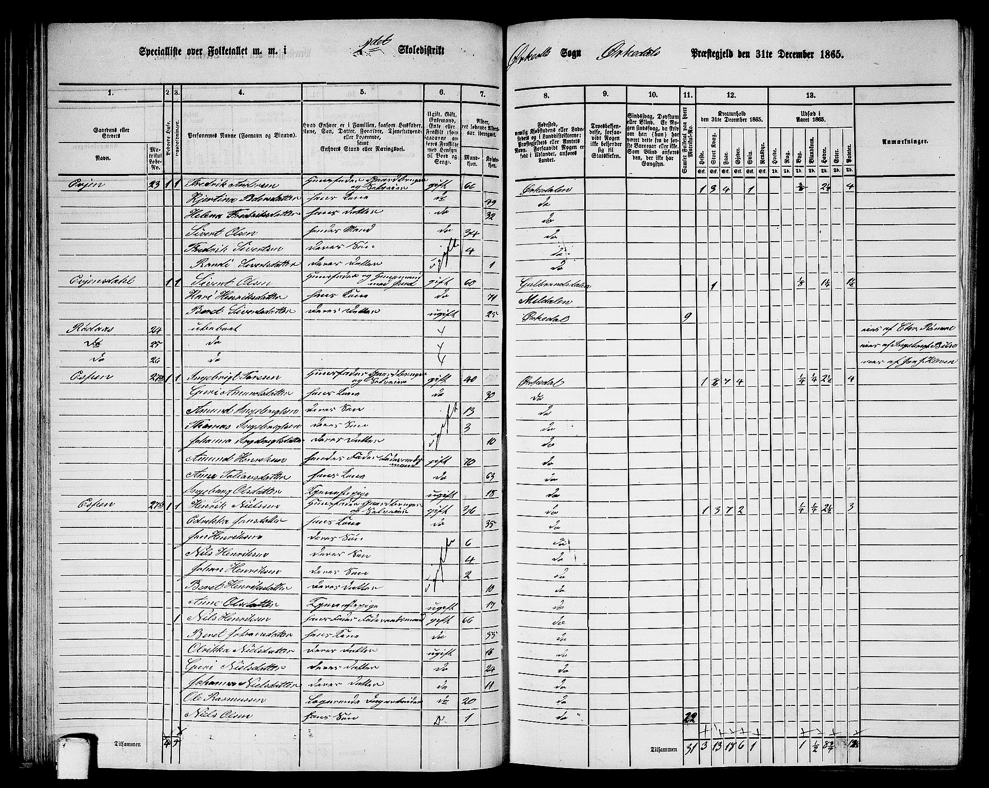 RA, 1865 census for Orkdal, 1865, p. 64