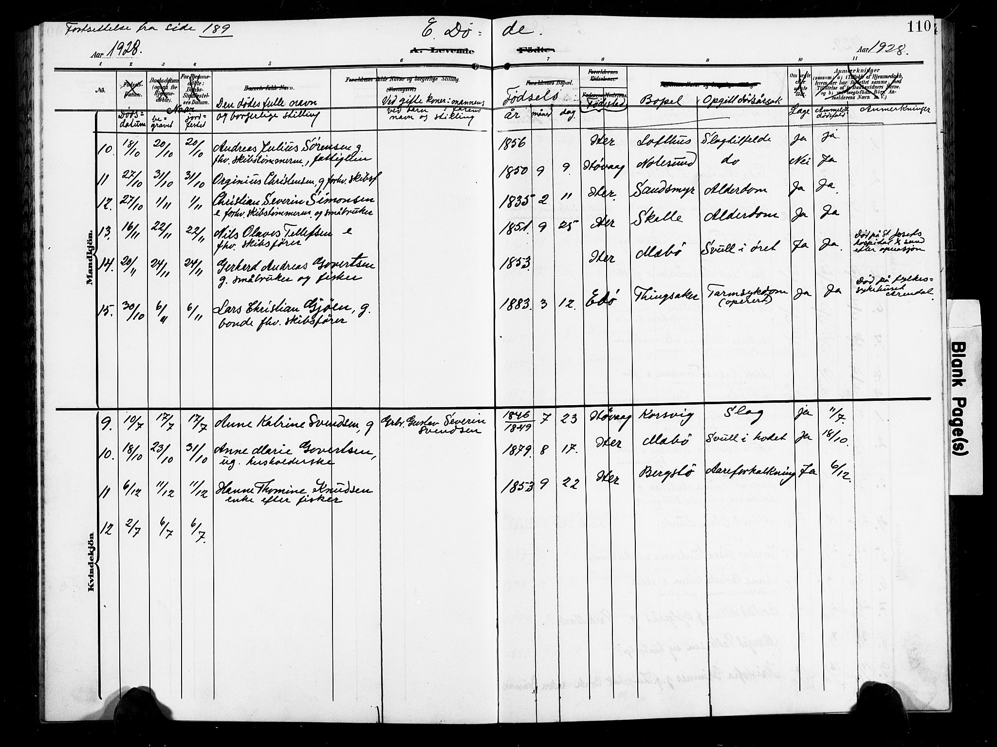 Vestre Moland sokneprestkontor, SAK/1111-0046/F/Fb/Fbb/L0007: Parish register (copy) no. B 7, 1906-1929, p. 110