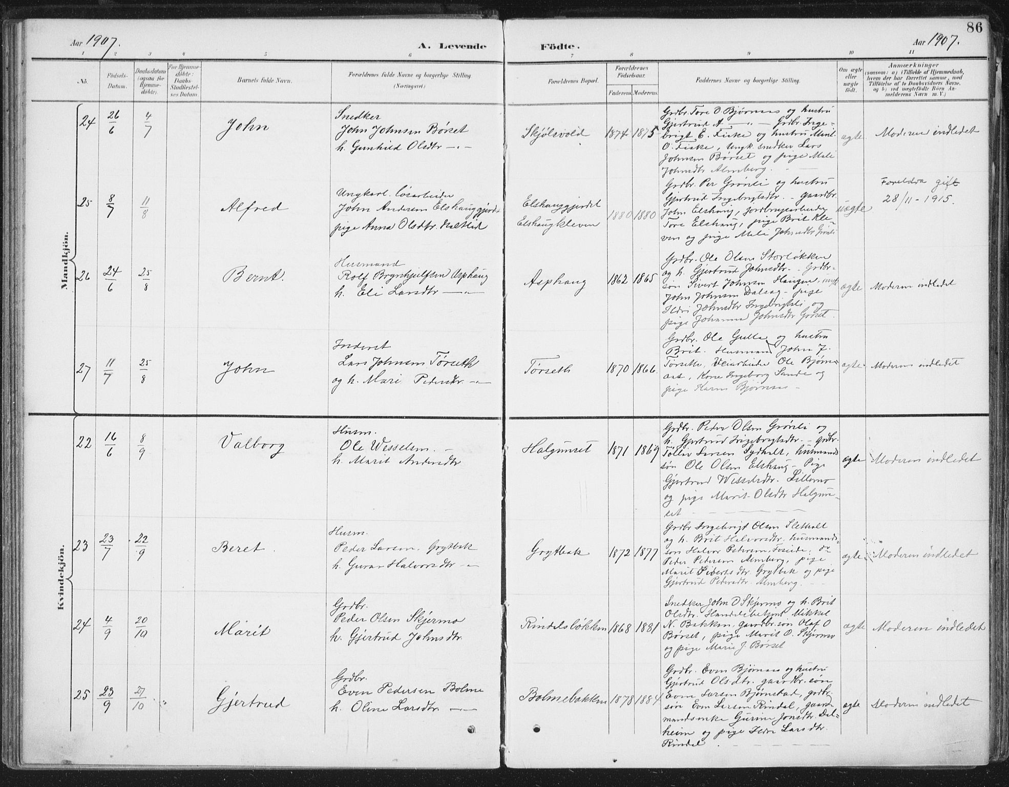 Ministerialprotokoller, klokkerbøker og fødselsregistre - Møre og Romsdal, AV/SAT-A-1454/598/L1072: Parish register (official) no. 598A06, 1896-1910, p. 86