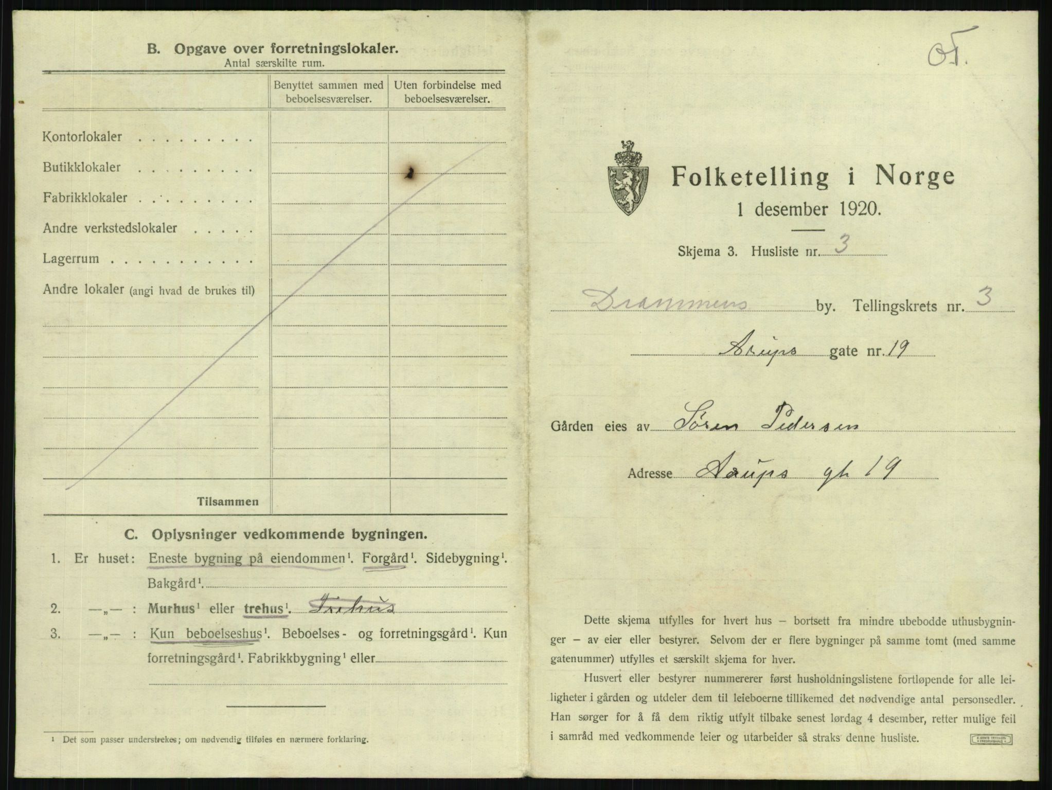 SAKO, 1920 census for Drammen, 1920, p. 1300