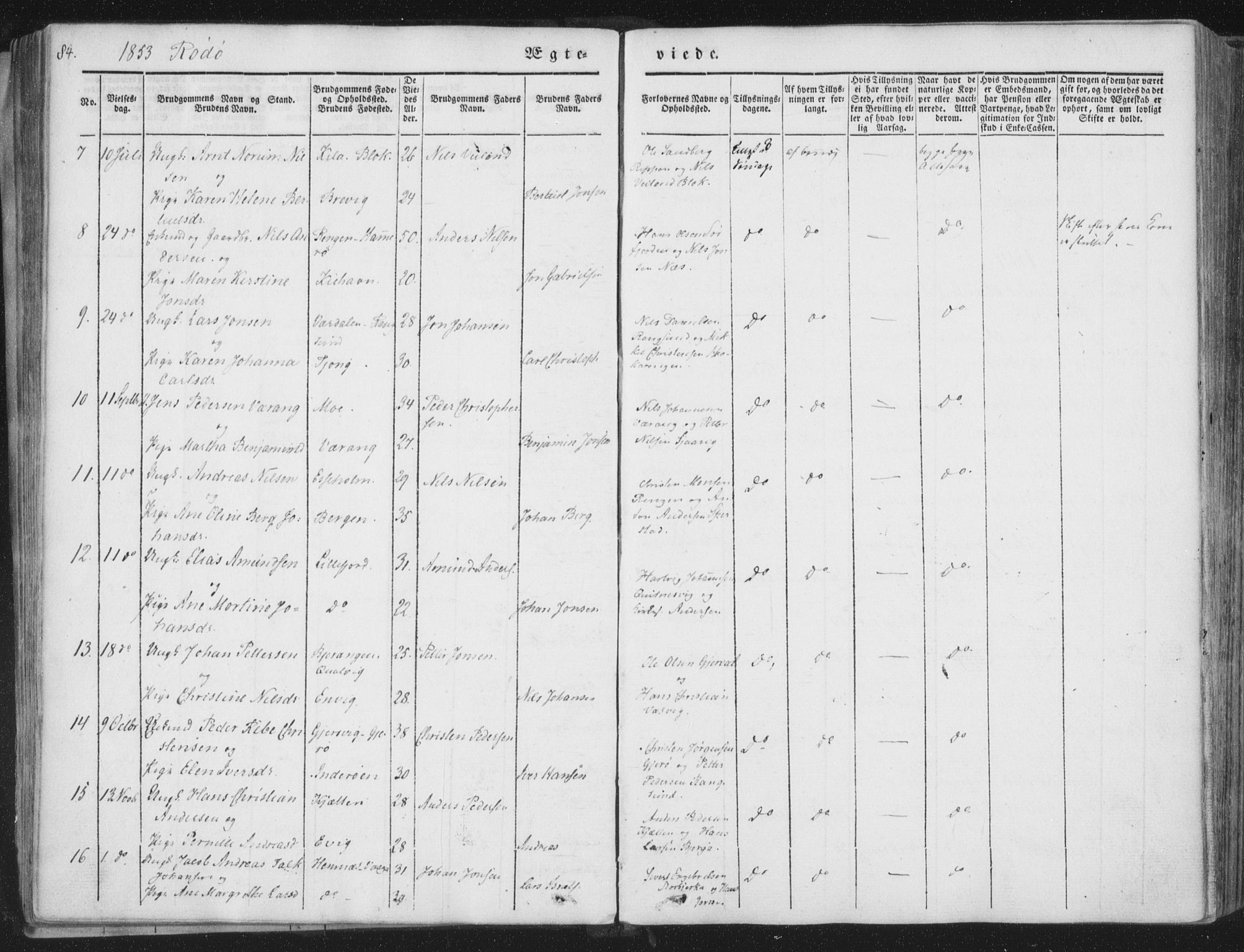 Ministerialprotokoller, klokkerbøker og fødselsregistre - Nordland, SAT/A-1459/841/L0604: Parish register (official) no. 841A09 /1, 1845-1862, p. 84