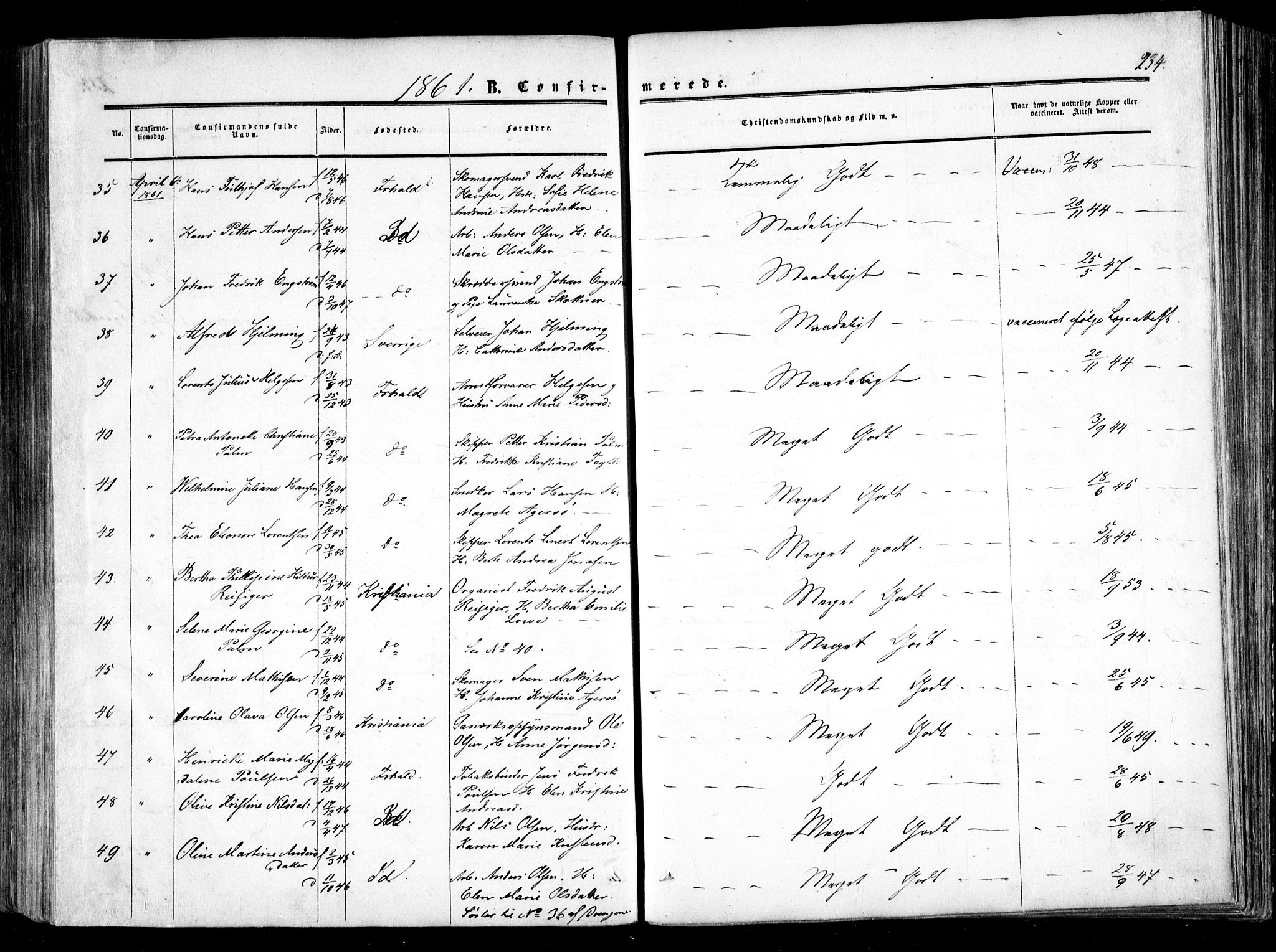 Halden prestekontor Kirkebøker, AV/SAO-A-10909/F/Fa/L0007: Parish register (official) no. I 7, 1857-1865, p. 234