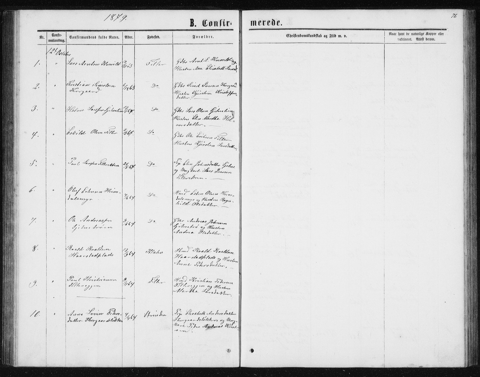 Ministerialprotokoller, klokkerbøker og fødselsregistre - Sør-Trøndelag, SAT/A-1456/621/L0459: Parish register (copy) no. 621C02, 1866-1895, p. 76