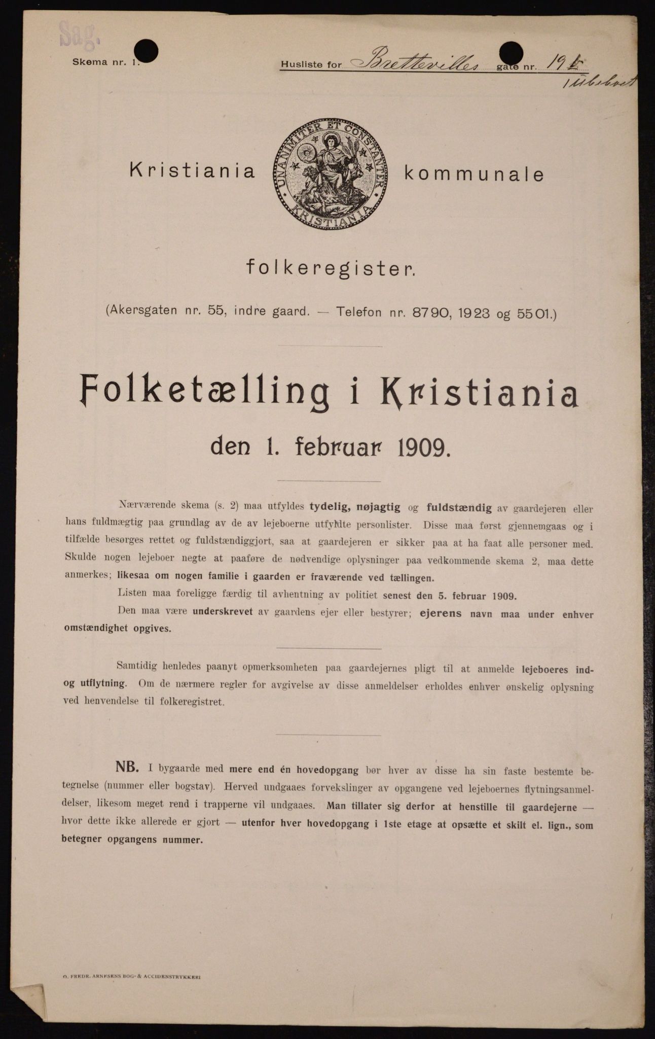 OBA, Municipal Census 1909 for Kristiania, 1909, p. 8188