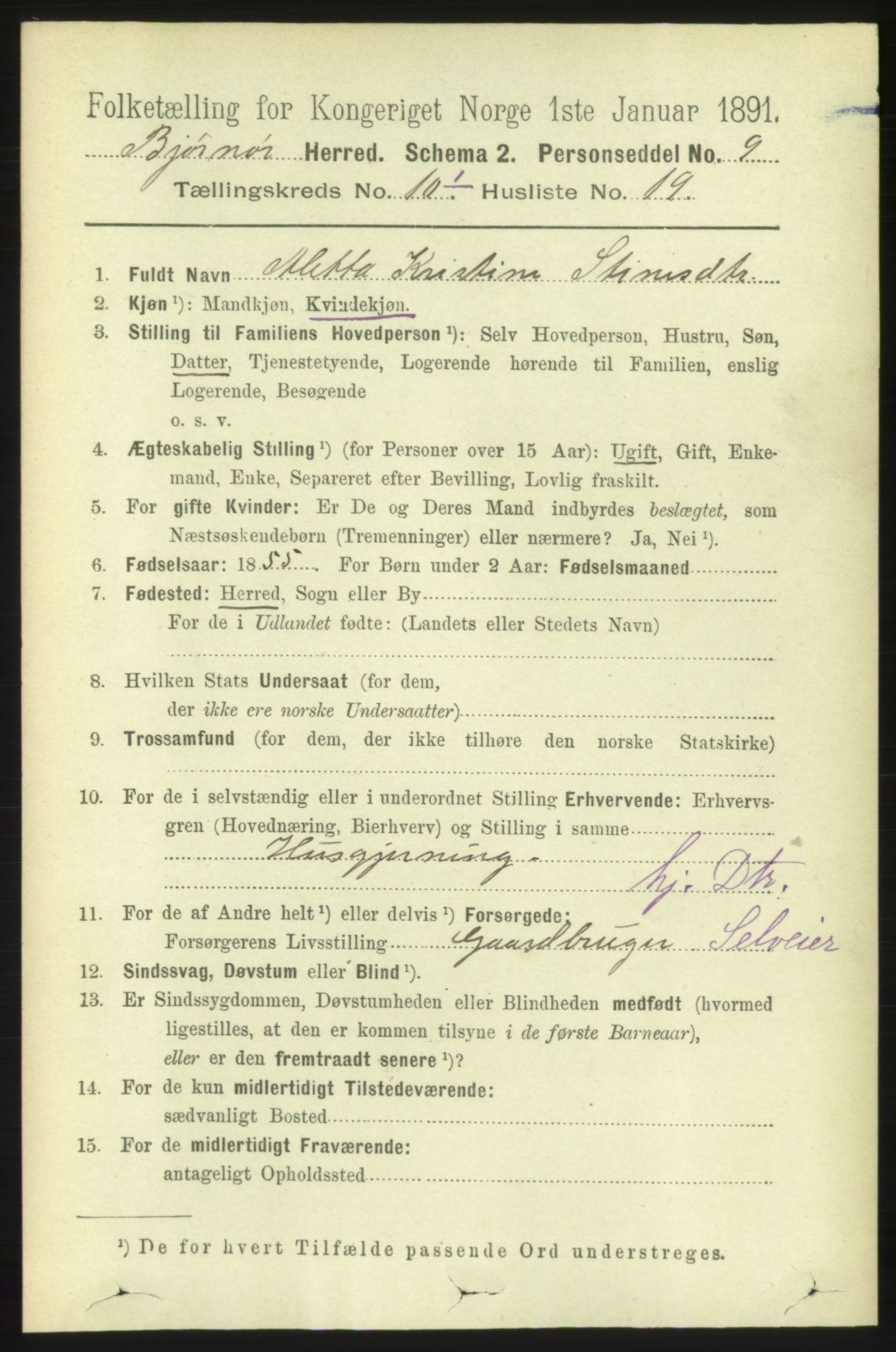 RA, 1891 census for 1632 Bjørnør, 1891, p. 4263