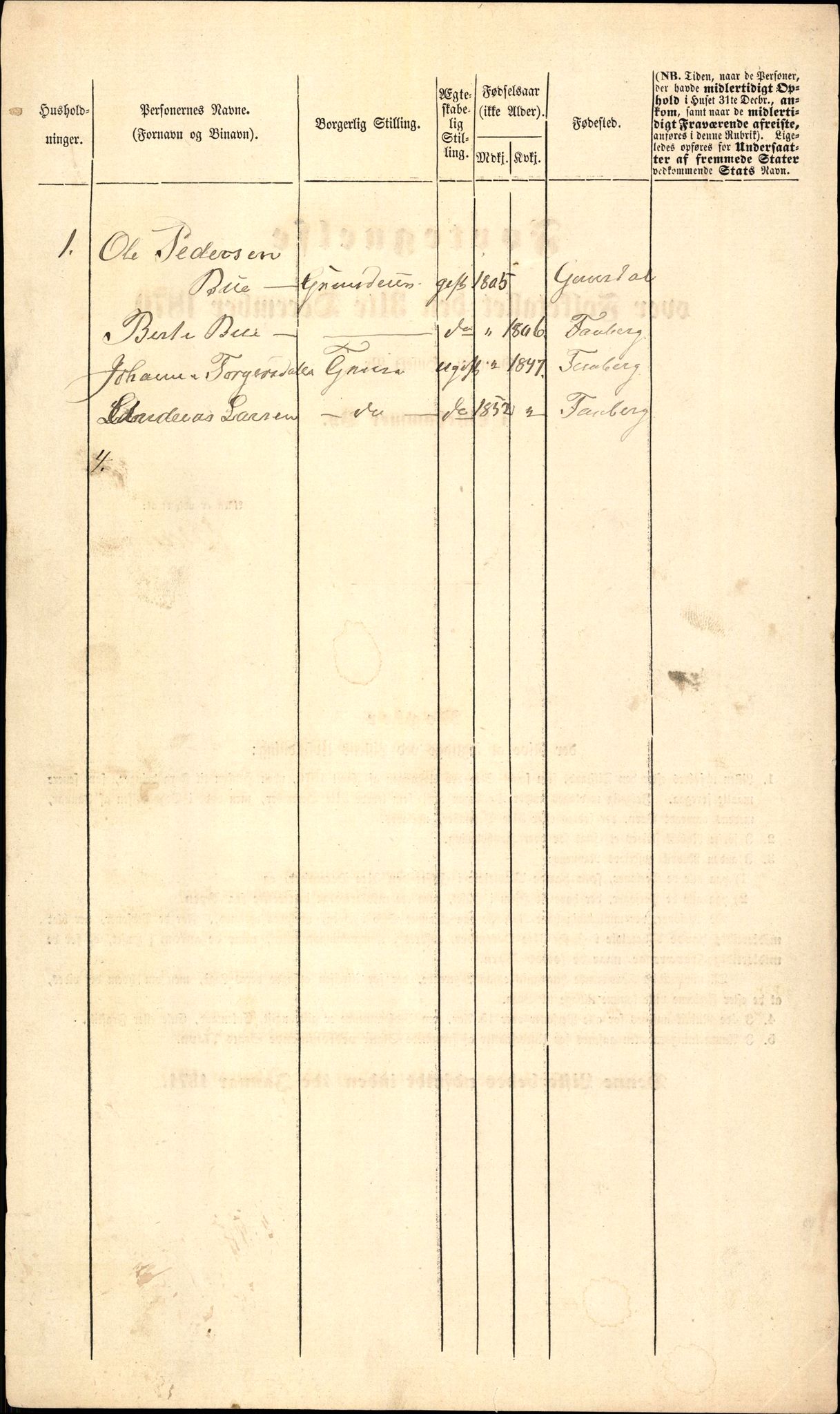 RA, 1870 census for 0501 Lillehammer, 1870, p. 9