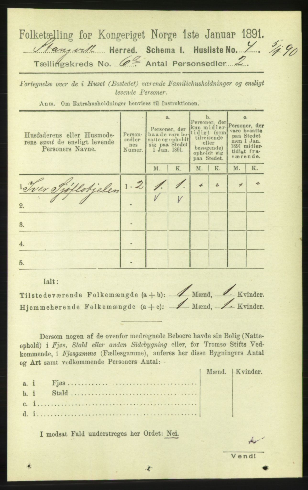 RA, 1891 census for 1564 Stangvik, 1891, p. 2611