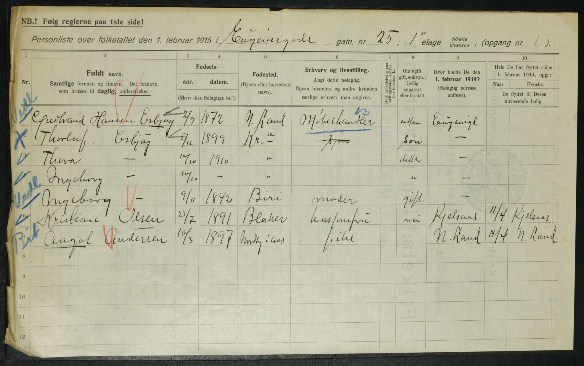 OBA, Municipal Census 1915 for Kristiania, 1915, p. 22436