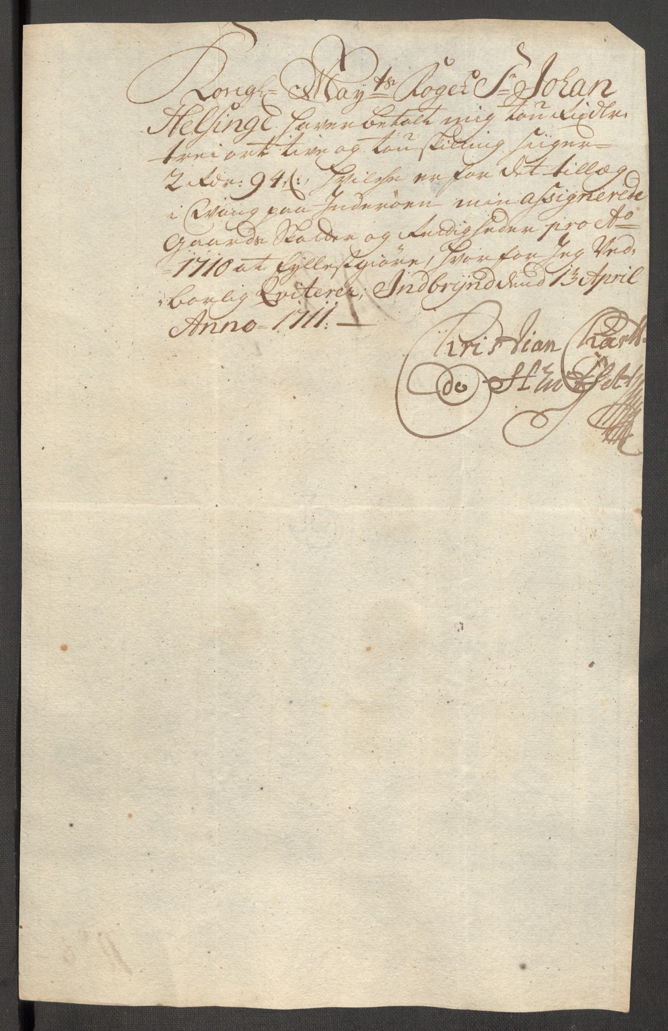 Rentekammeret inntil 1814, Reviderte regnskaper, Fogderegnskap, AV/RA-EA-4092/R63/L4318: Fogderegnskap Inderøy, 1710, p. 312