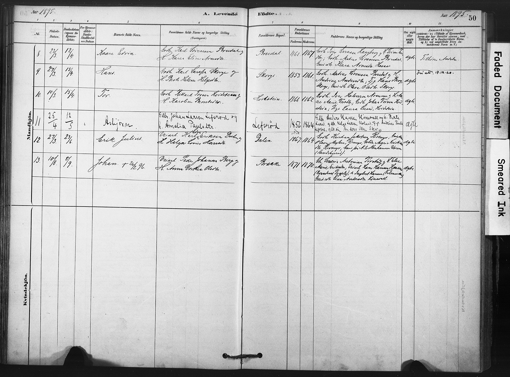 Andebu kirkebøker, AV/SAKO-A-336/F/Fa/L0008: Parish register (official) no. 8, 1878-1902, p. 50