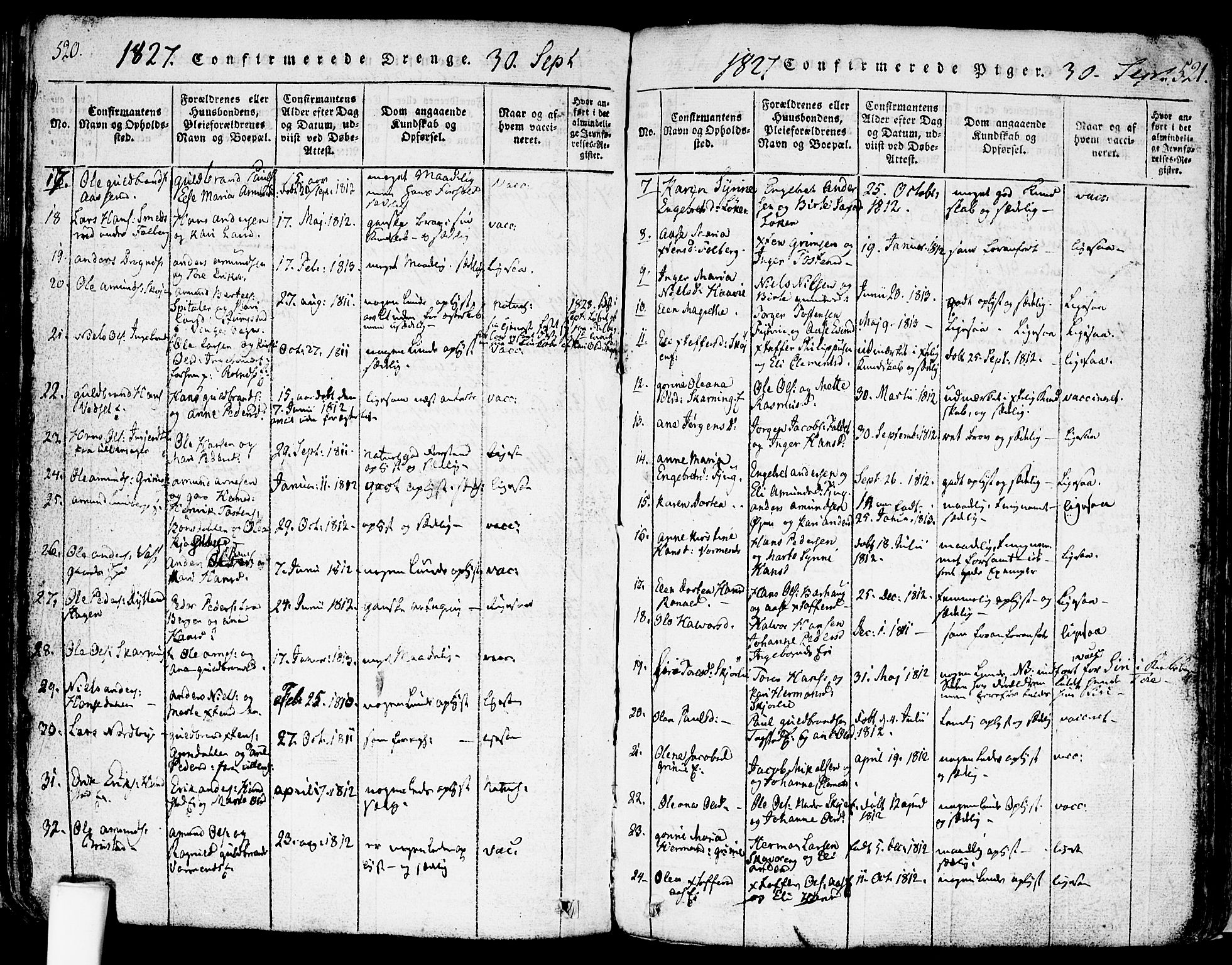 Nes prestekontor Kirkebøker, AV/SAO-A-10410/F/Fa/L0005: Parish register (official) no. I 5, 1815-1835, p. 520-521