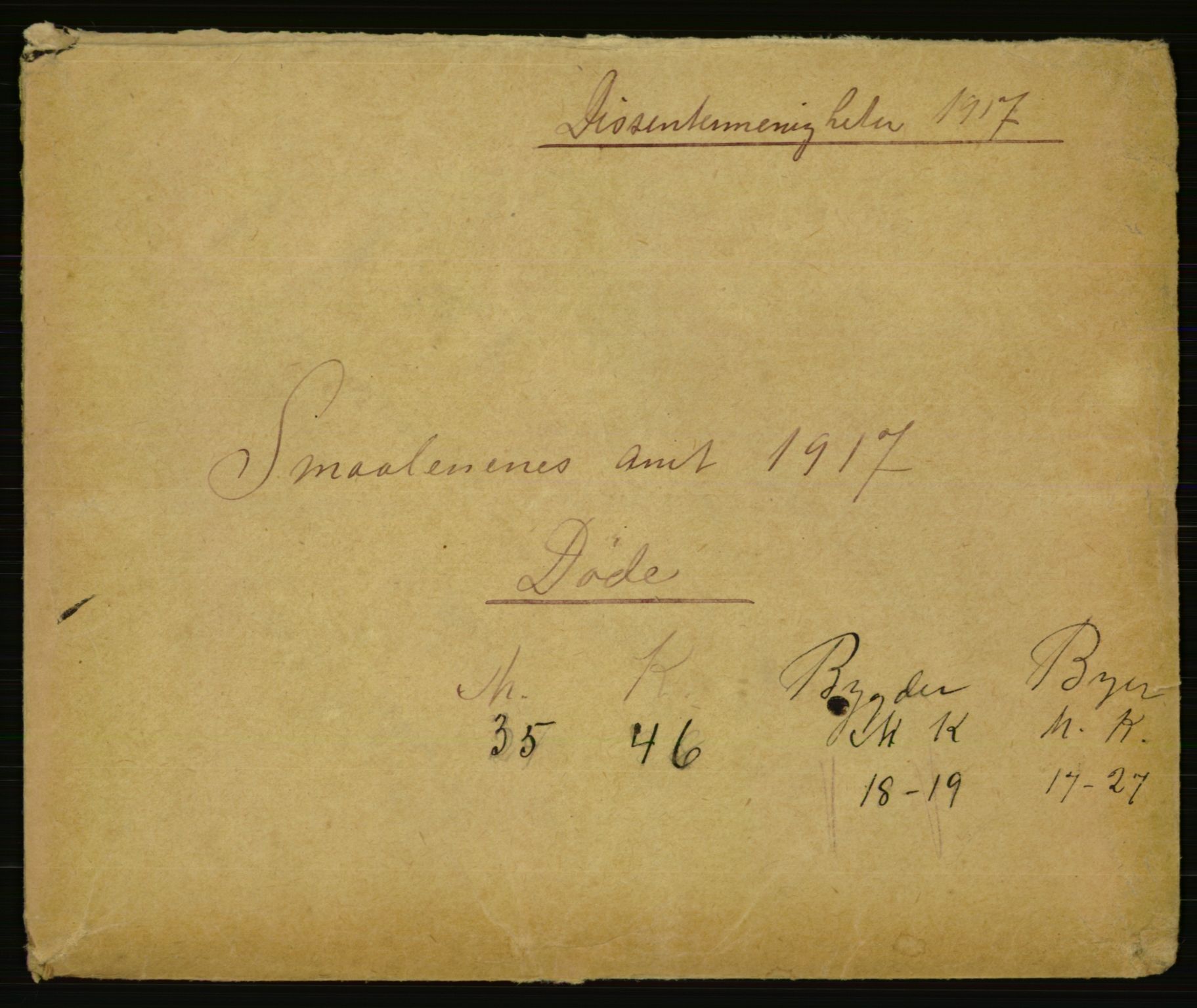 Statistisk sentralbyrå, Sosiodemografiske emner, Befolkning, AV/RA-S-2228/E/L0015: Fødte, gifte, døde dissentere., 1917, p. 2505