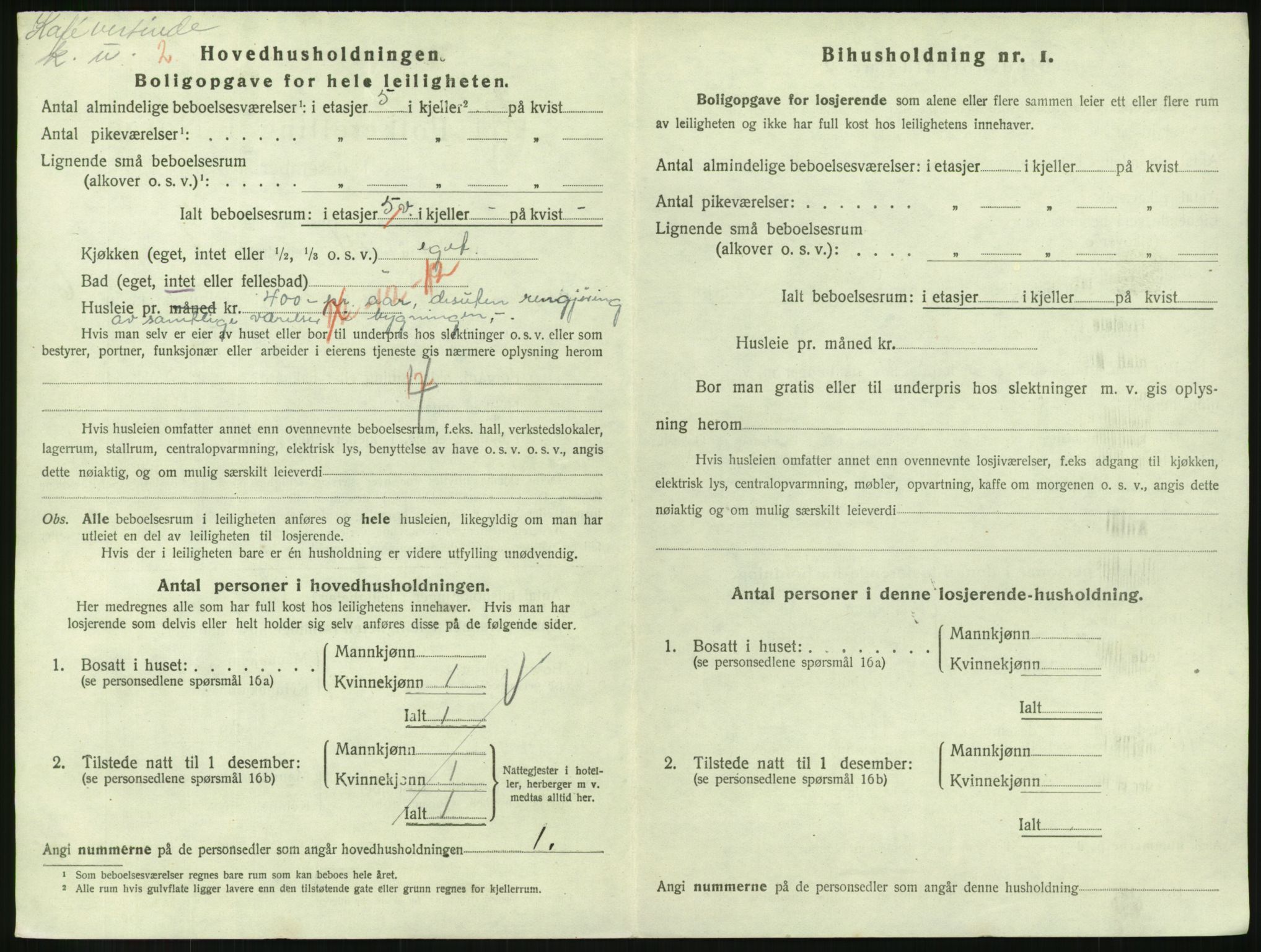 SAH, 1920 census for Lillehammer, 1920, p. 2417