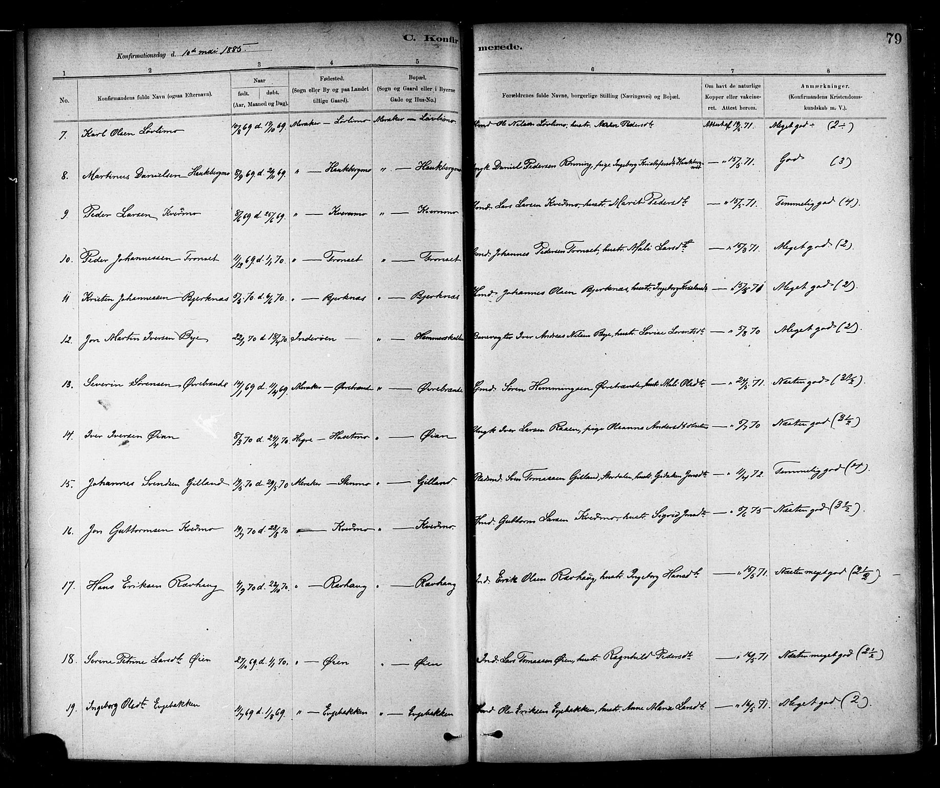 Ministerialprotokoller, klokkerbøker og fødselsregistre - Nord-Trøndelag, SAT/A-1458/706/L0047: Parish register (official) no. 706A03, 1878-1892, p. 79