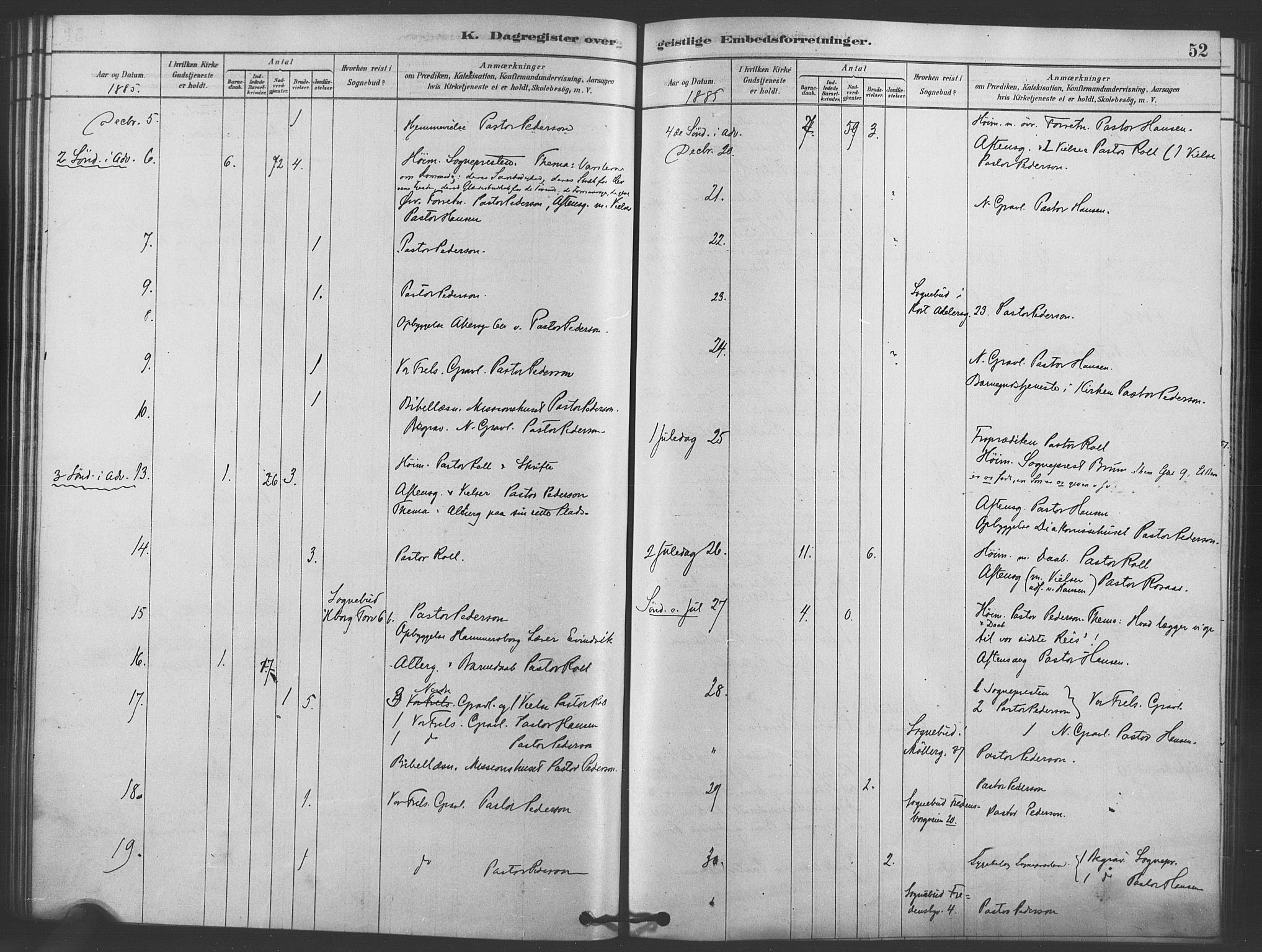 Trefoldighet prestekontor Kirkebøker, SAO/A-10882/I/Ia/L0002: Diary records no. 2, 1878-1890, p. 52