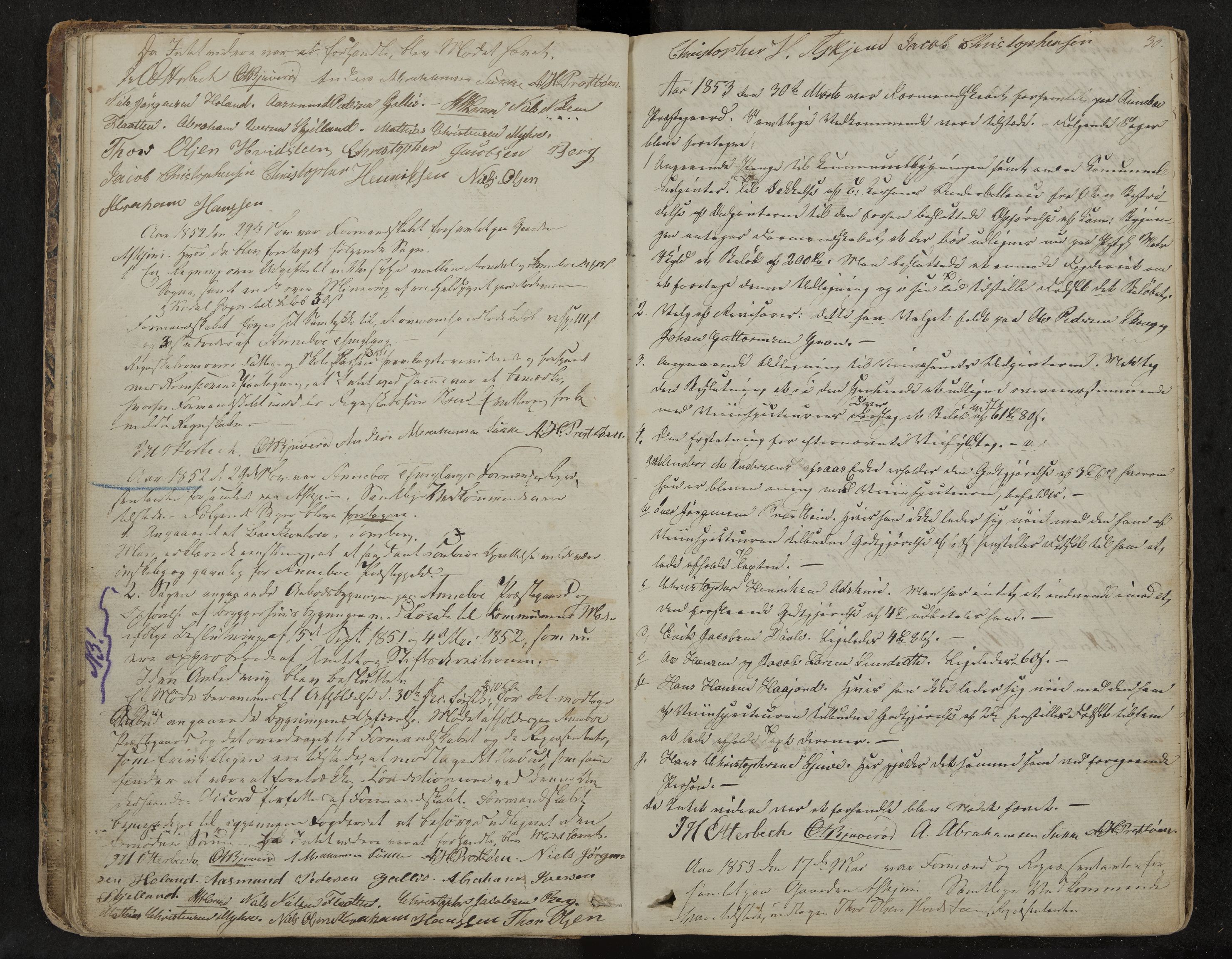 Andebu formannskap og sentraladministrasjon, IKAK/0719021-1/A/Aa/L0001: Møtebok med register, 1837-1869, p. 30