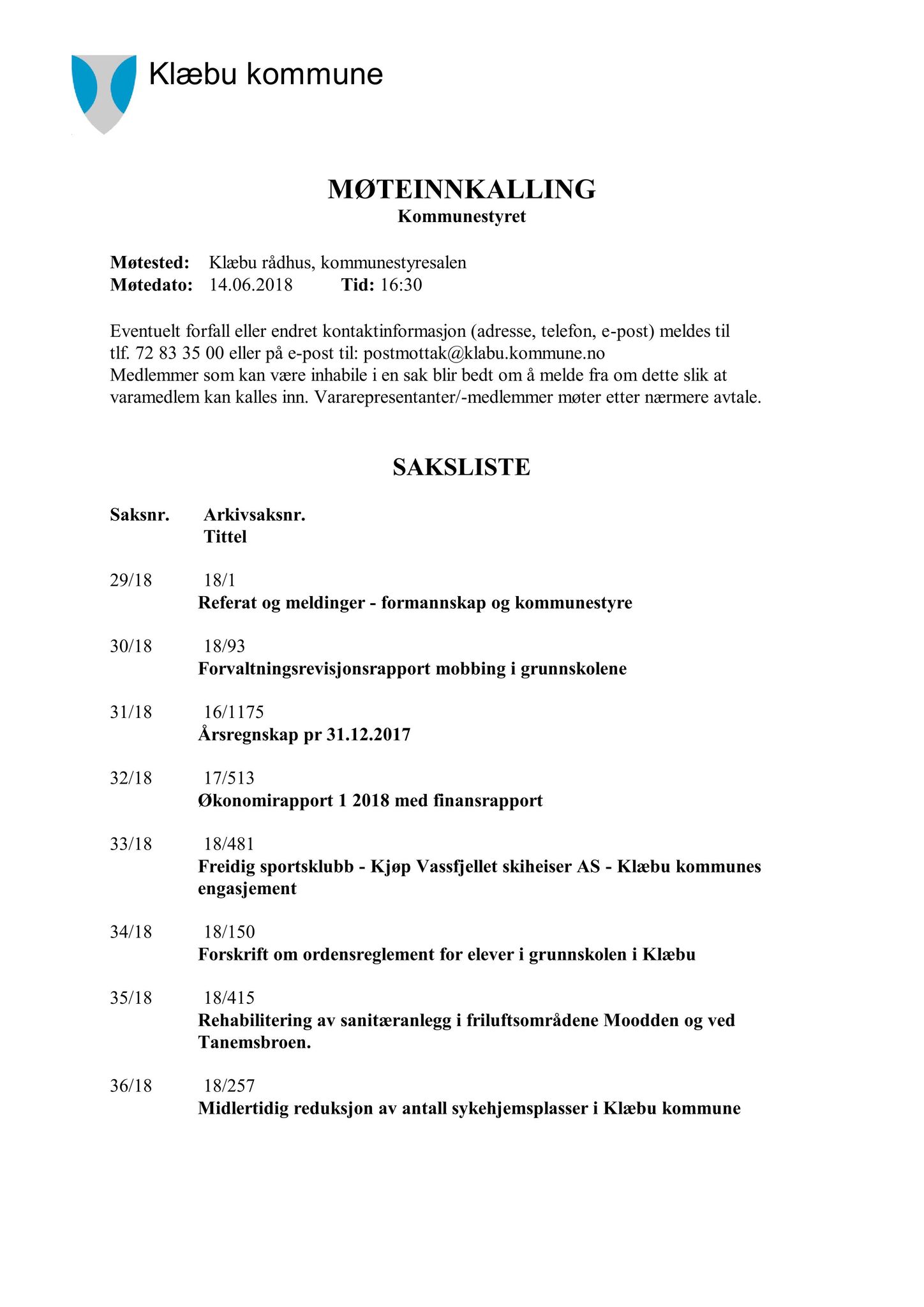 Klæbu Kommune, TRKO/KK/01-KS/L011: Kommunestyret - Møtedokumenter, 2018, p. 561