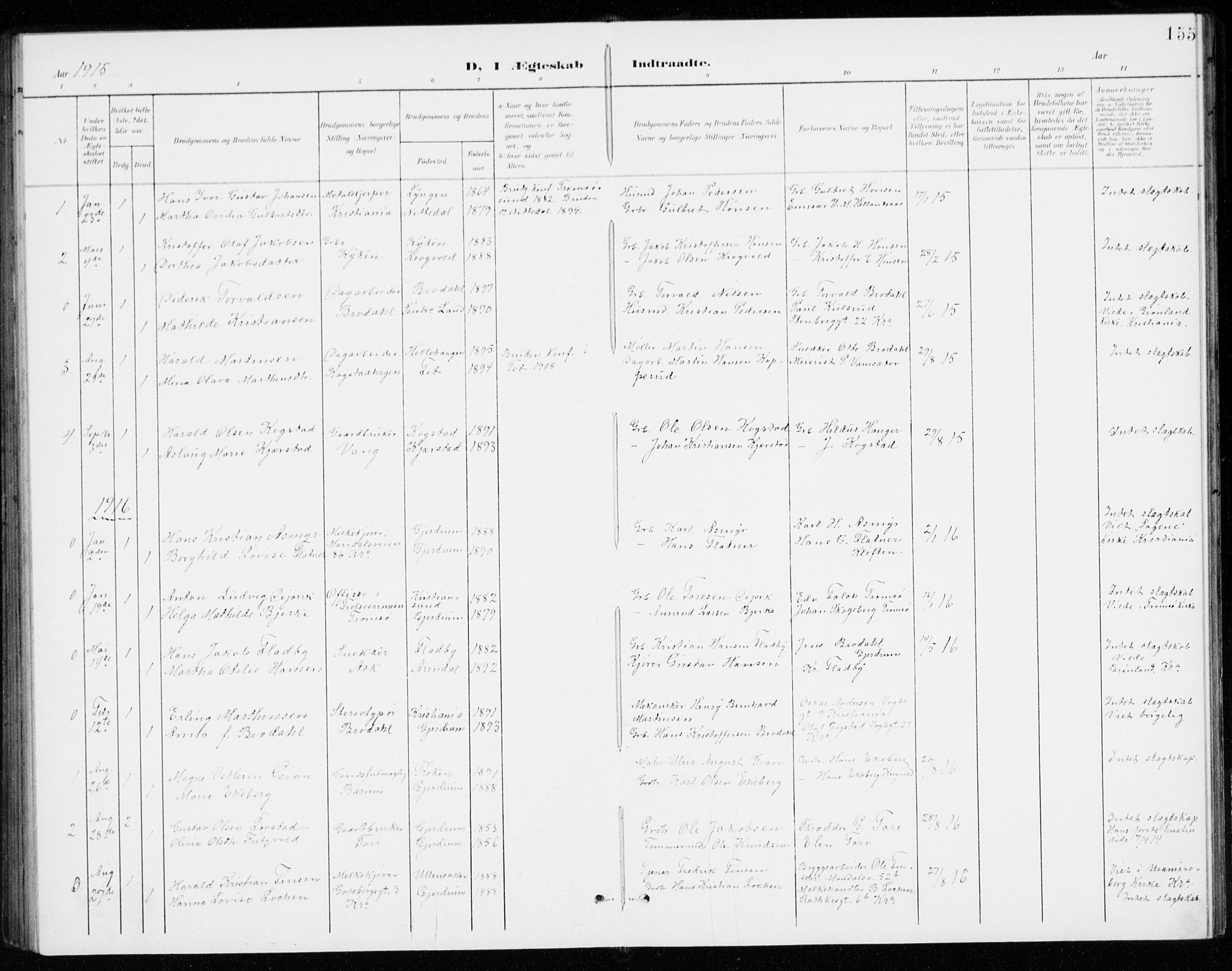 Gjerdrum prestekontor Kirkebøker, SAO/A-10412b/G/Gb/L0001: Parish register (copy) no. II 1, 1901-1944, p. 155
