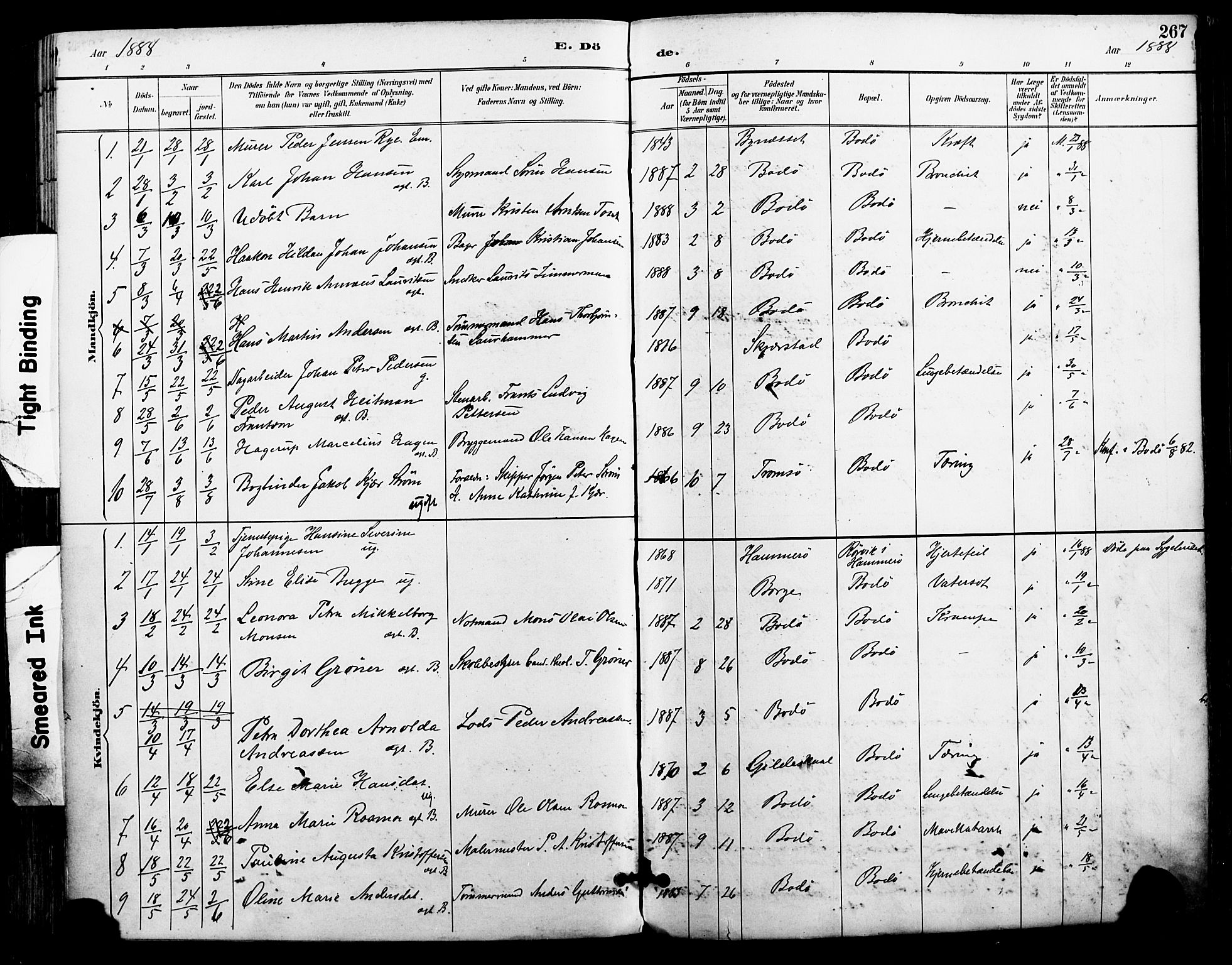 Ministerialprotokoller, klokkerbøker og fødselsregistre - Nordland, SAT/A-1459/801/L0010: Parish register (official) no. 801A10, 1888-1899, p. 267