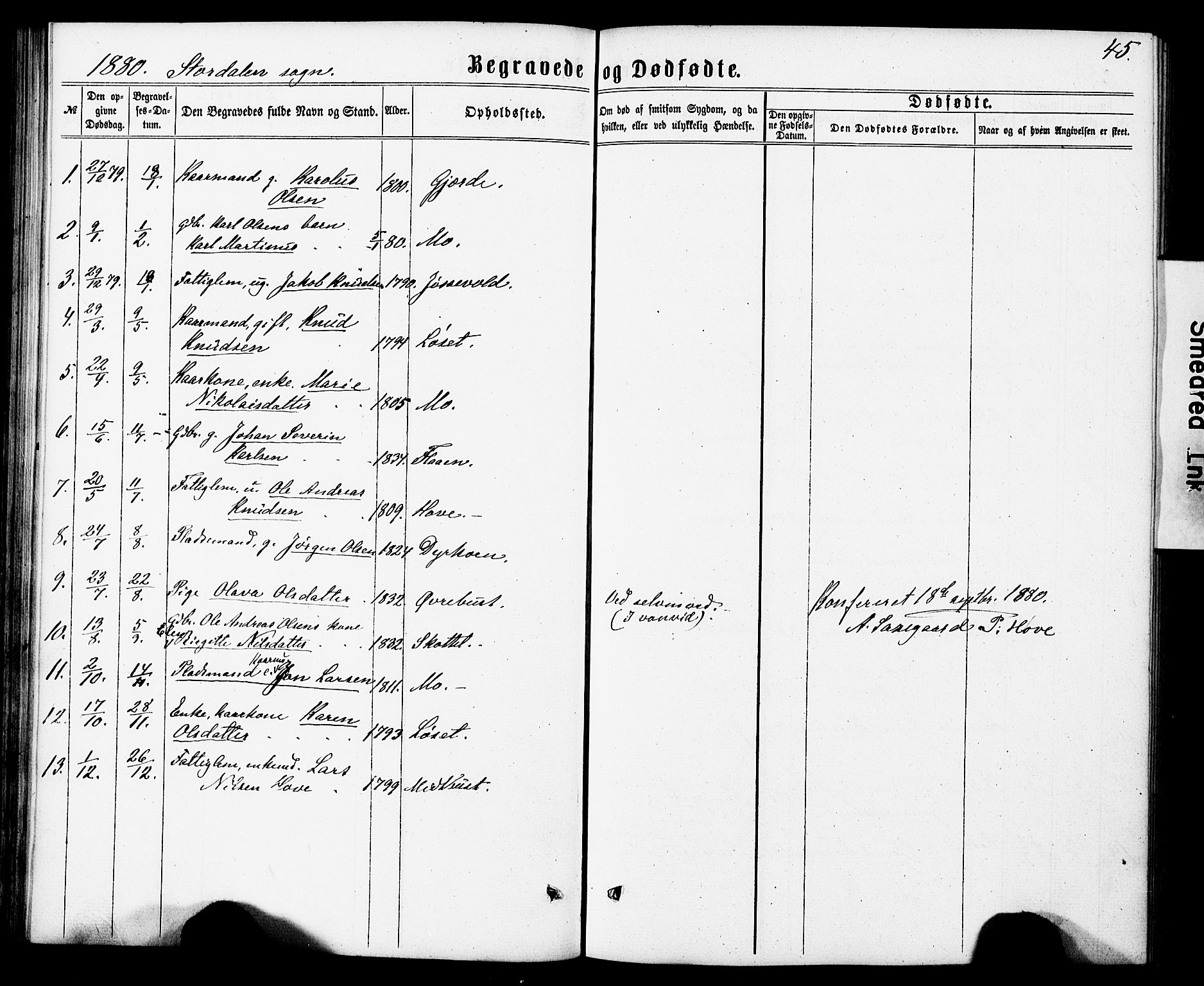 Ministerialprotokoller, klokkerbøker og fødselsregistre - Møre og Romsdal, AV/SAT-A-1454/520/L0282: Parish register (official) no. 520A11, 1862-1881, p. 45