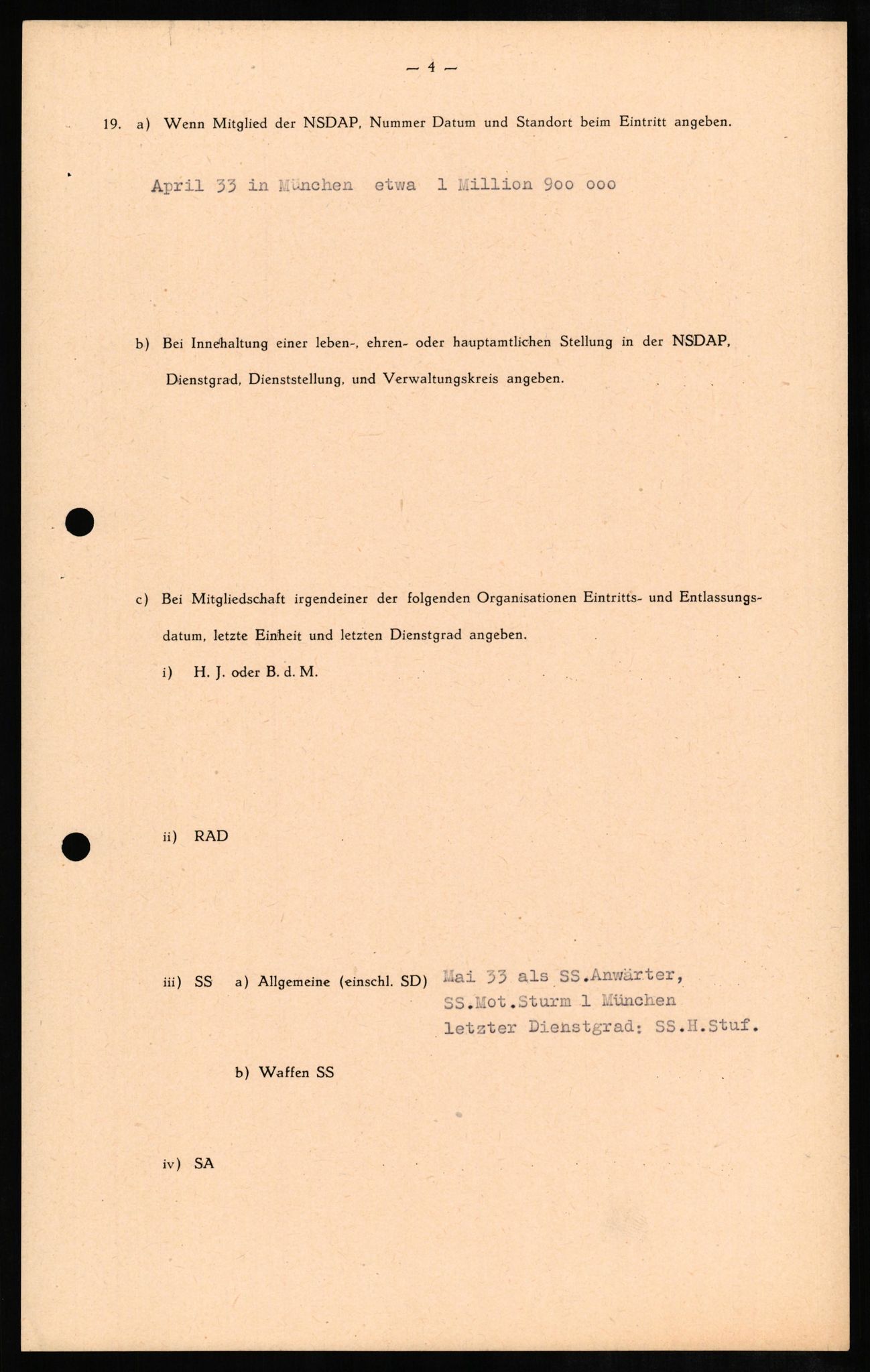 Forsvaret, Forsvarets overkommando II, RA/RAFA-3915/D/Db/L0011: CI Questionaires. Tyske okkupasjonsstyrker i Norge. Tyskere., 1945-1946, p. 107