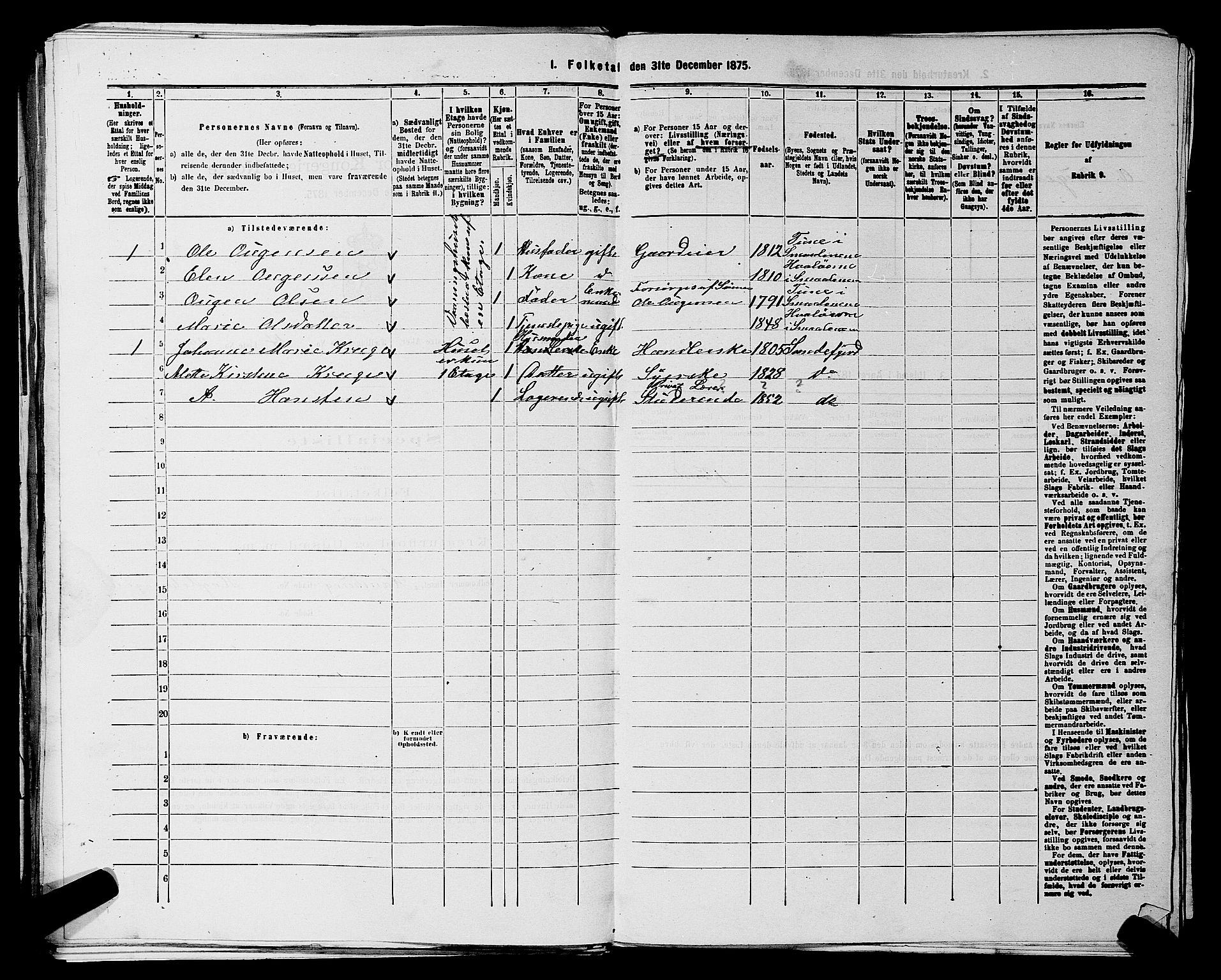 RA, 1875 census for 0218aP Vestre Aker, 1875, p. 2309